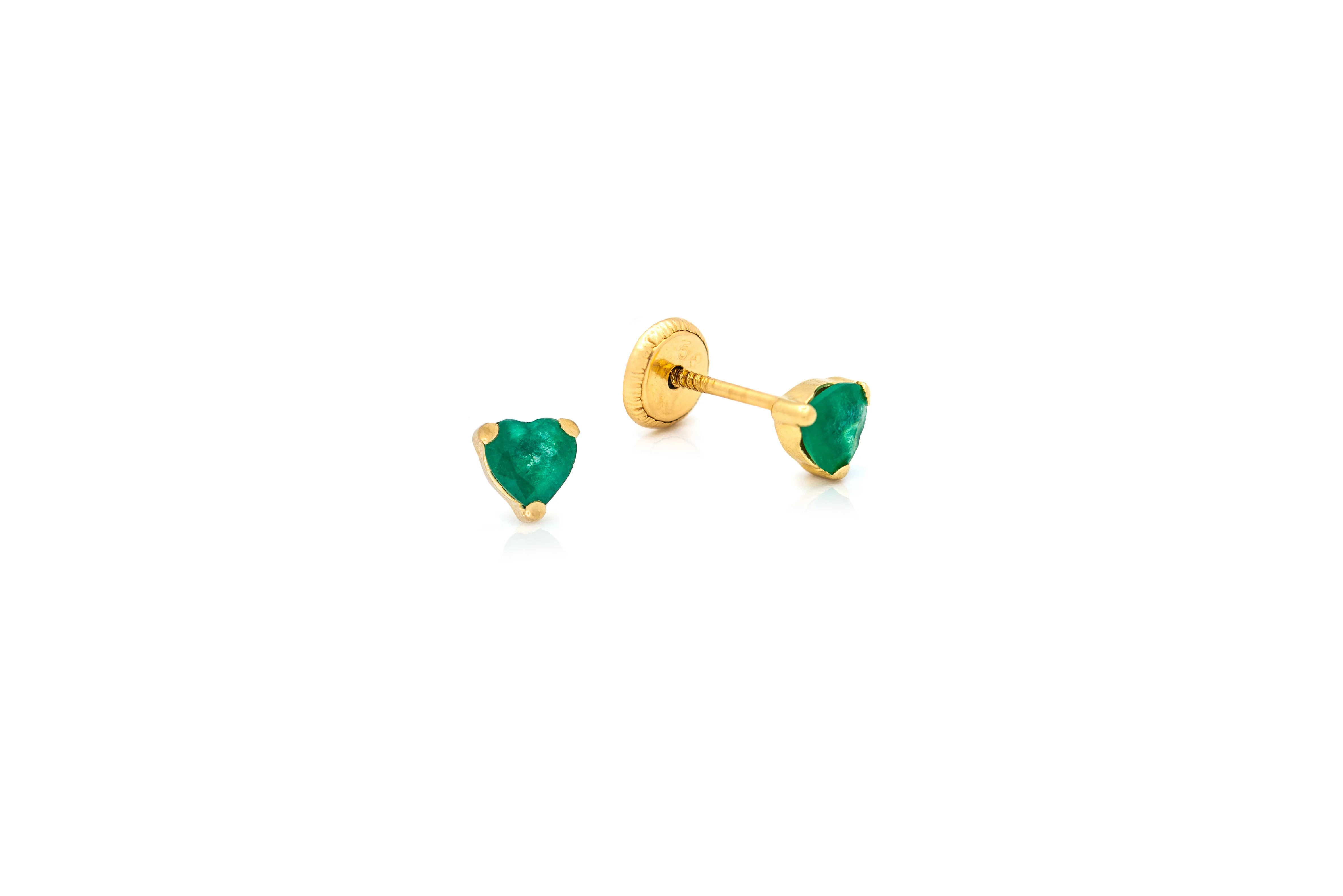 Color Stone Heart Baby Earrings 4X4MM - Image 8