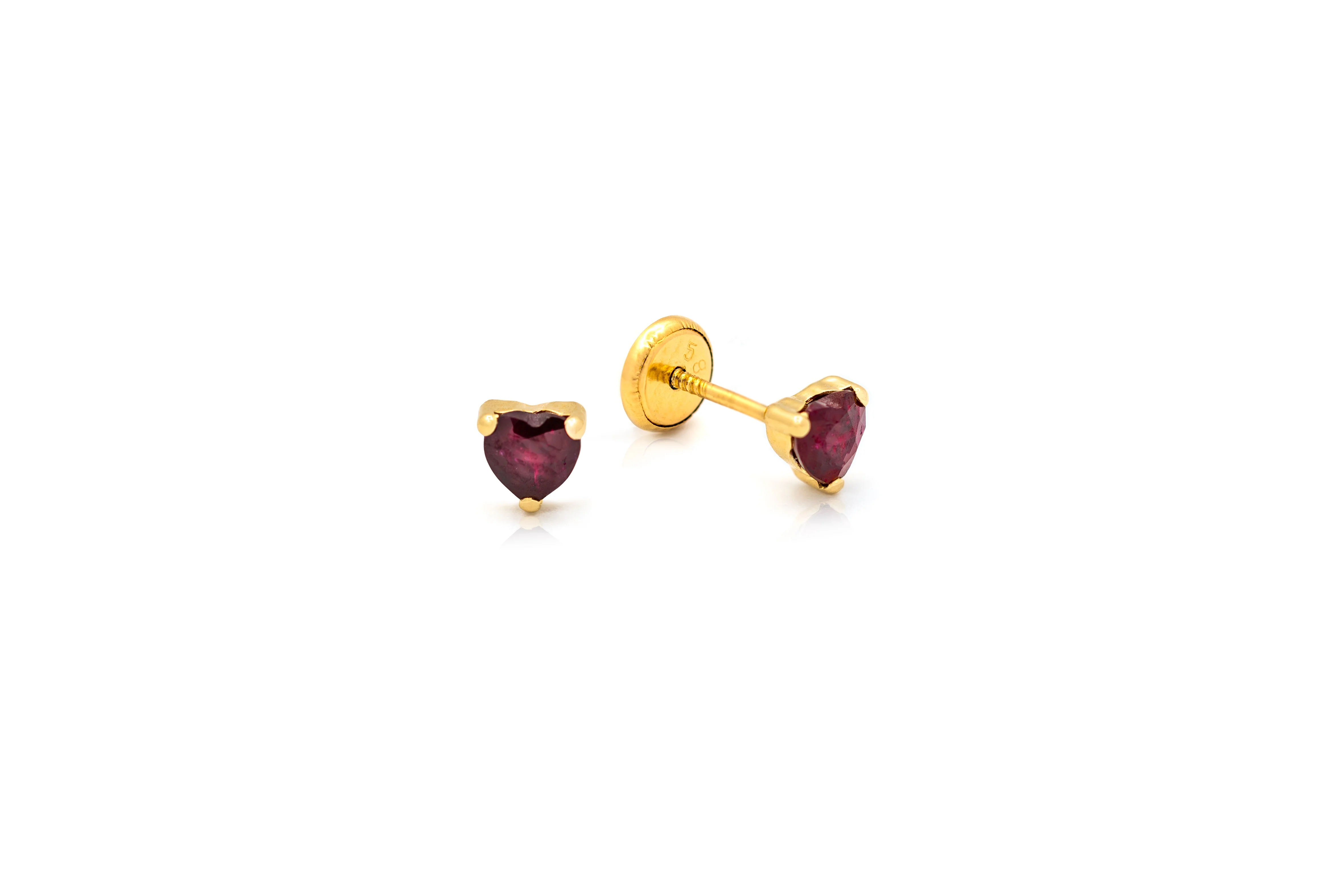 Color Stone Heart Baby Earrings 4X4MM - Image 9