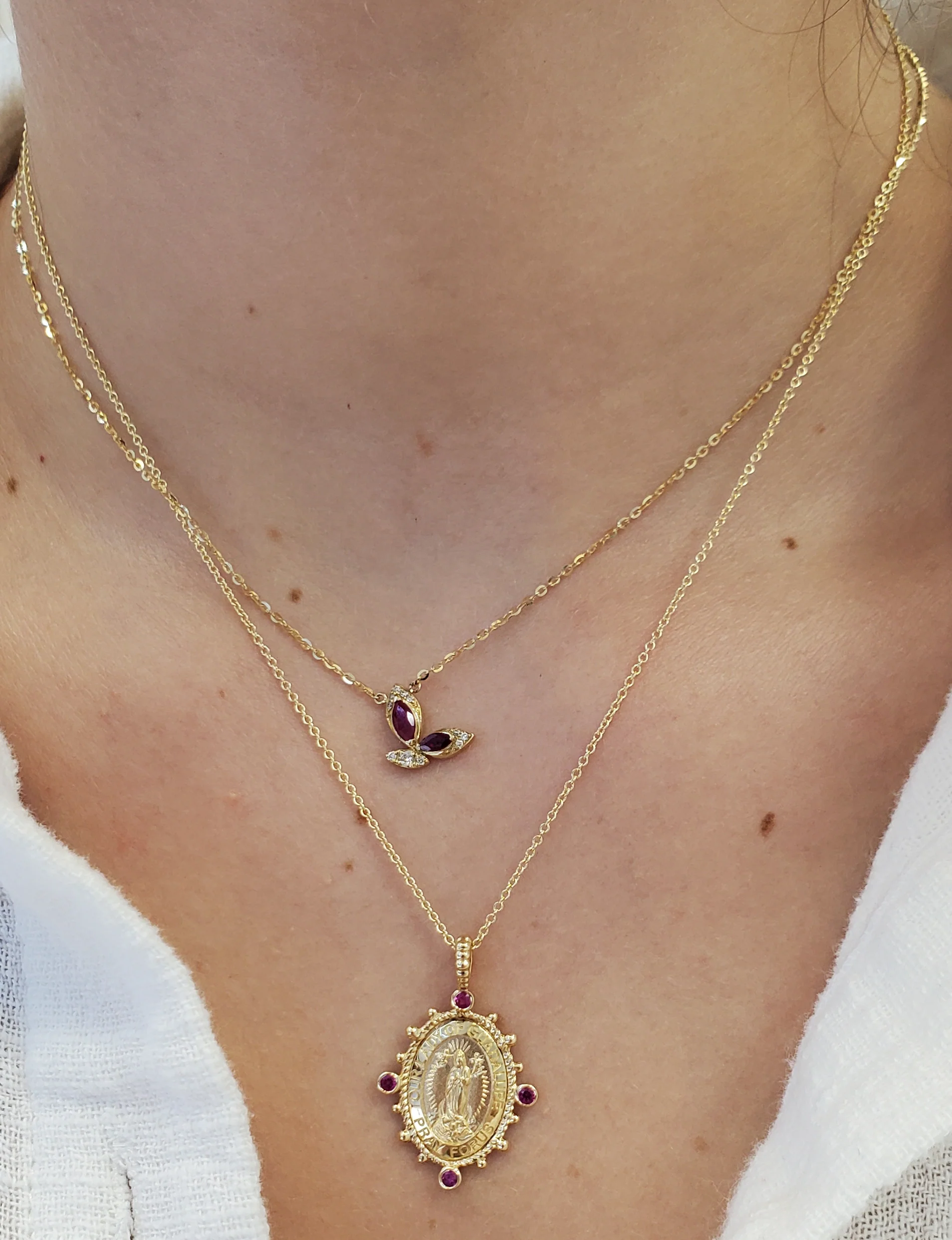 Color Stone Marquisse Diamond Butterfly Necklace - Image 3
