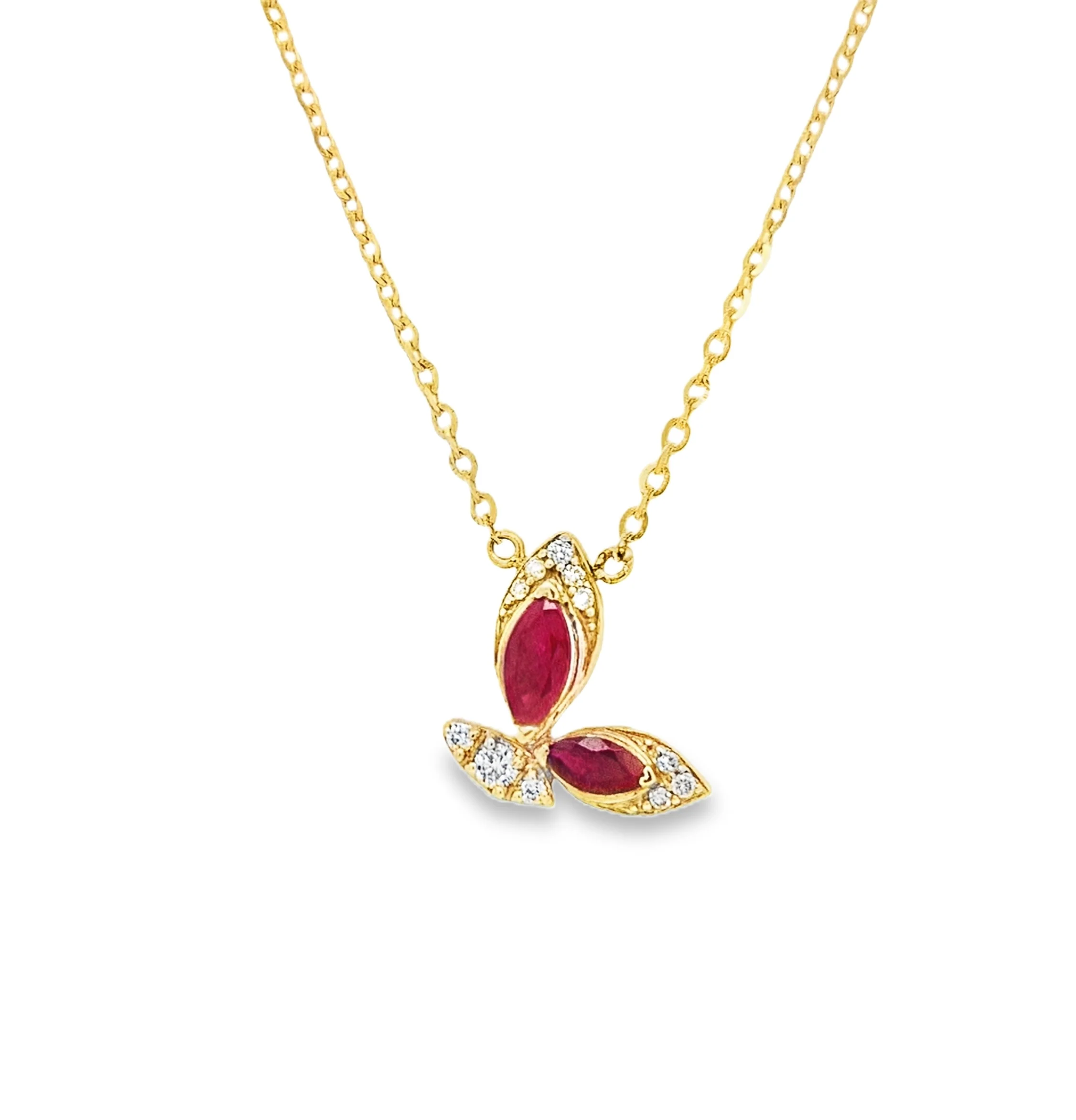 Color Stone Marquisse Diamond Butterfly Necklace - Image 4