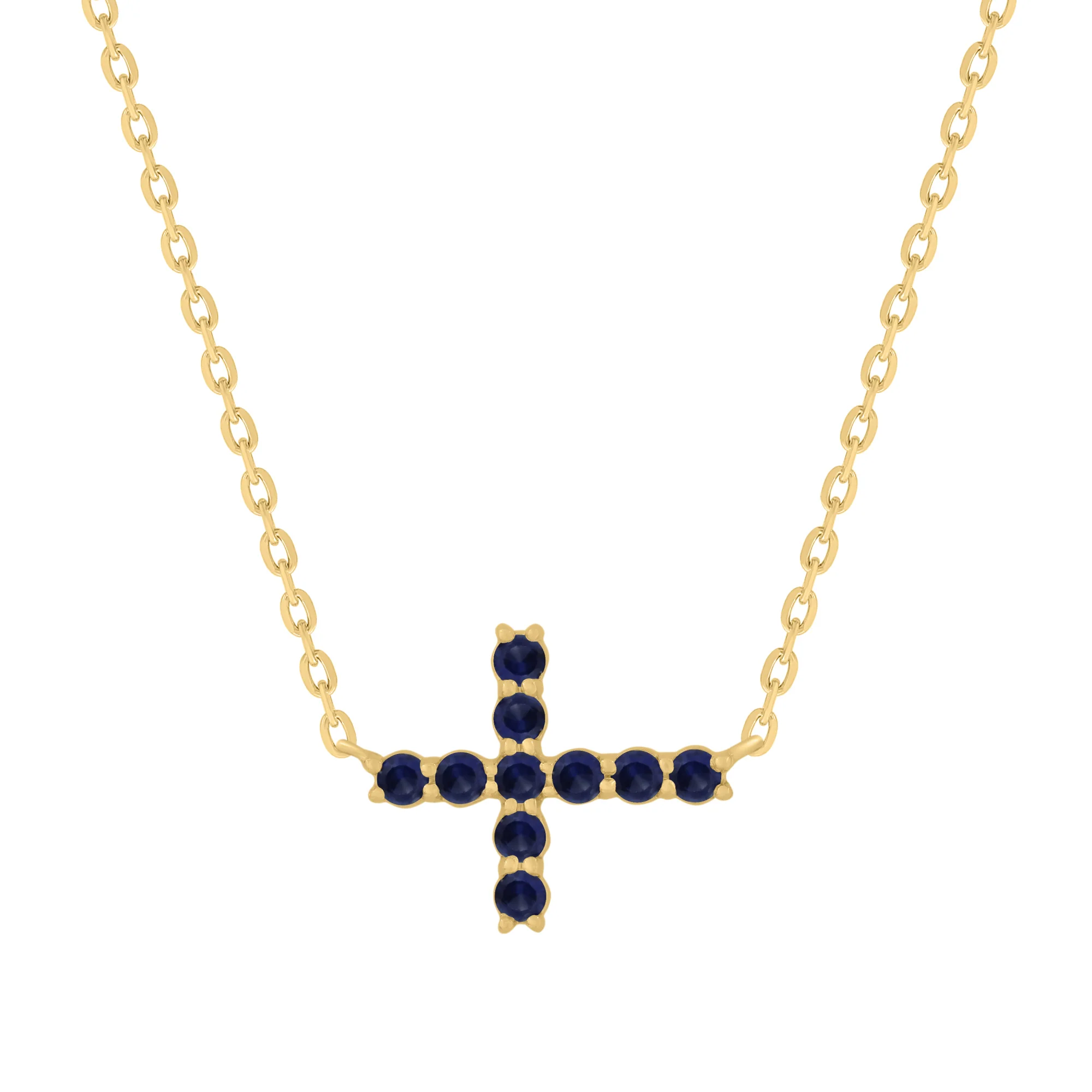 Color Stone Side Cross Necklace - Image 6