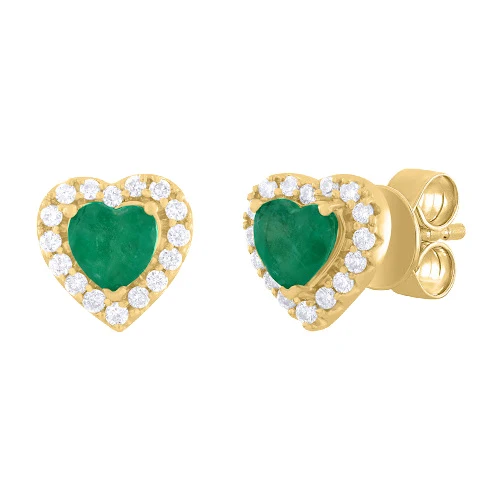 Diamond and Color Stone Heart Shape Earrings - Image 3