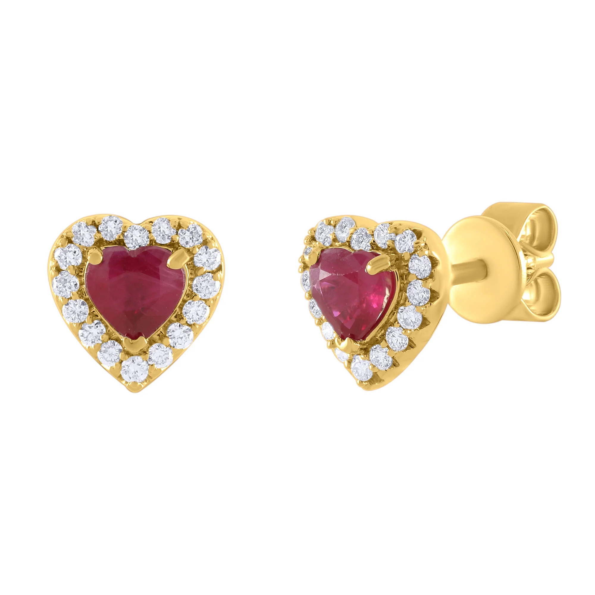 Diamond and Color Stone Heart Shape Earrings - Image 4