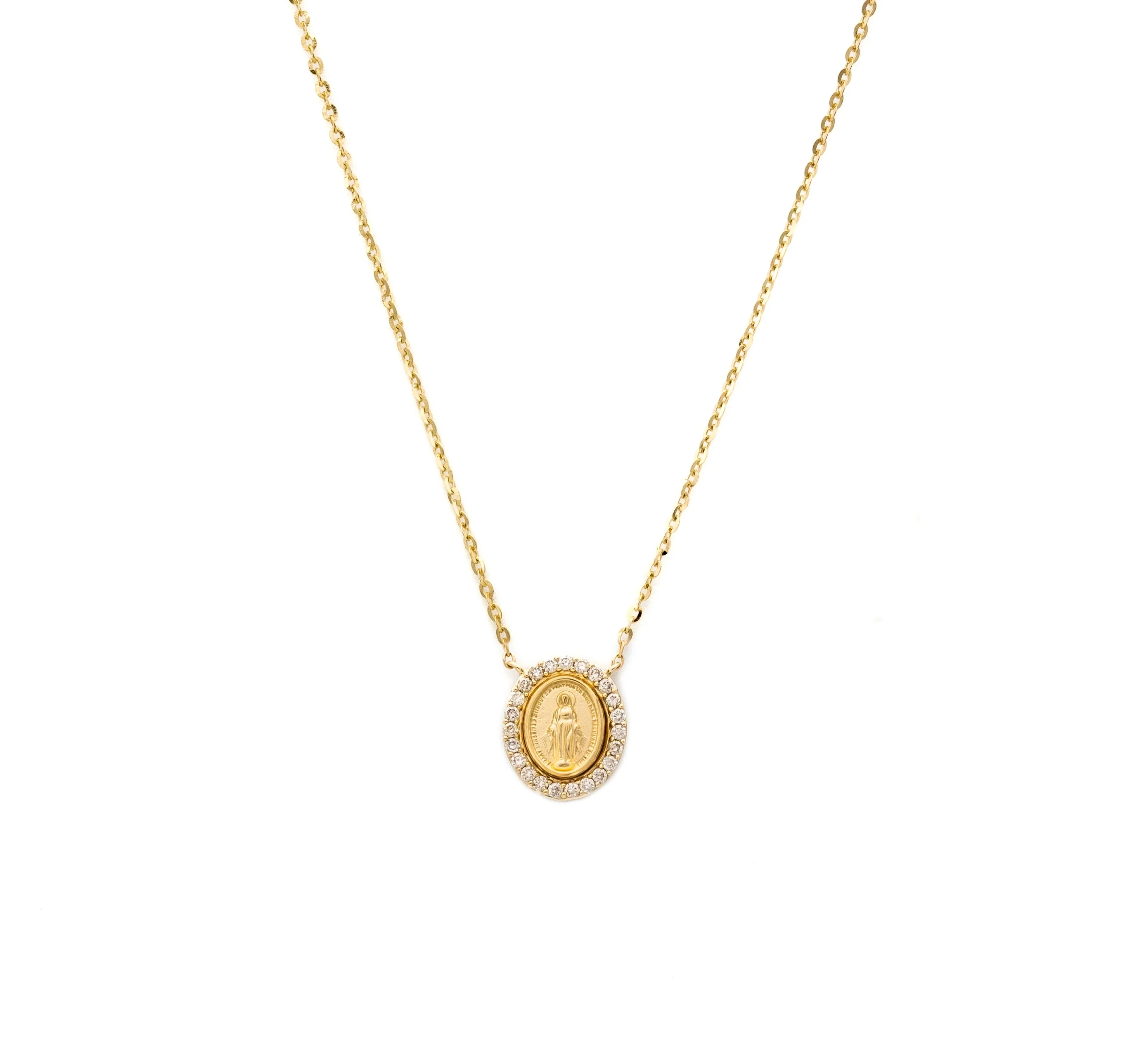 Mini Diamond Miraculous Medal Necklace - Image 7