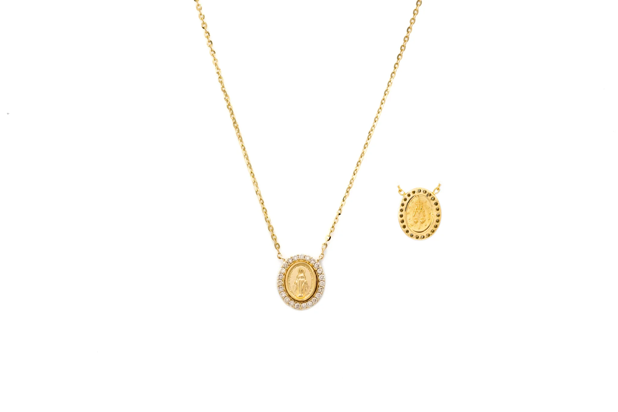 Mini Diamond Miraculous Medal Necklace - Image 8
