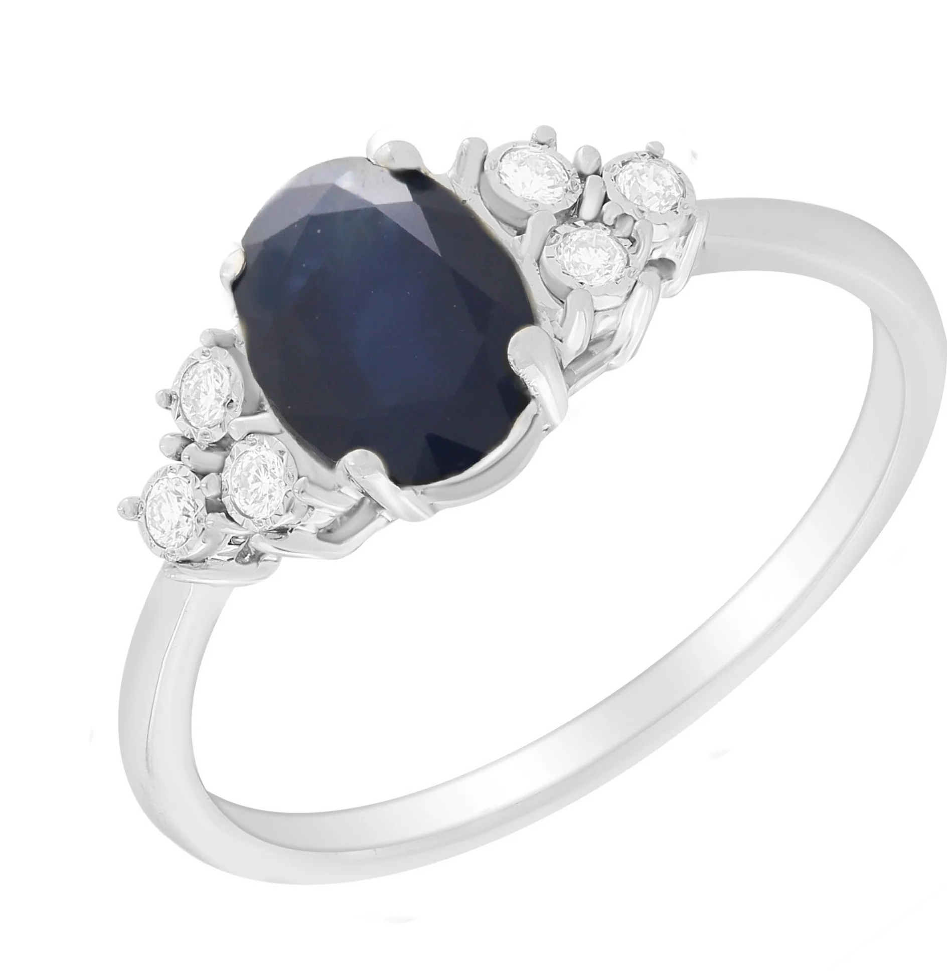 Oval Color Stone with Diamond Illusions Ring - Image 13