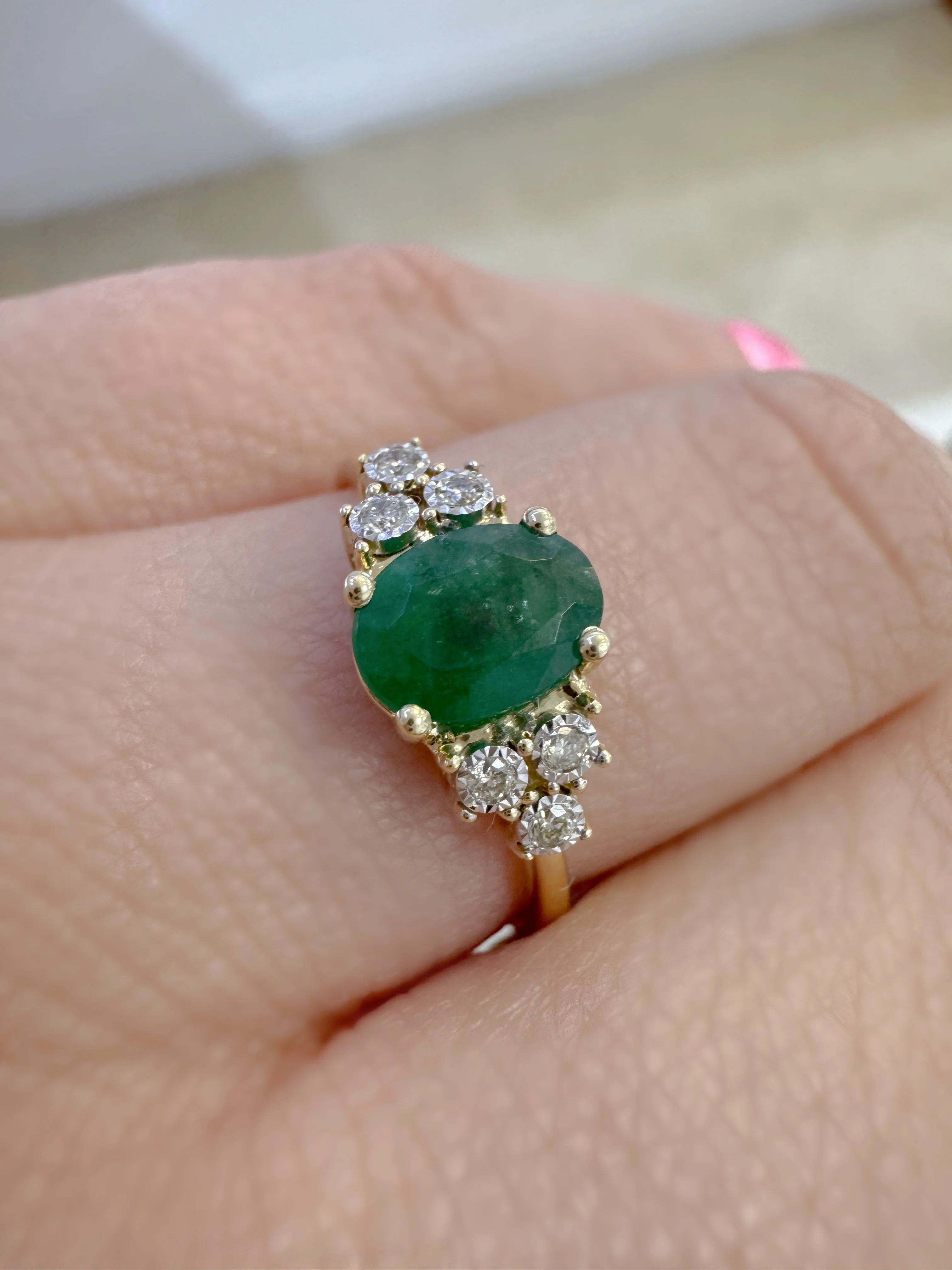 Oval Color Stone with Diamond Illusions Ring - Image 19