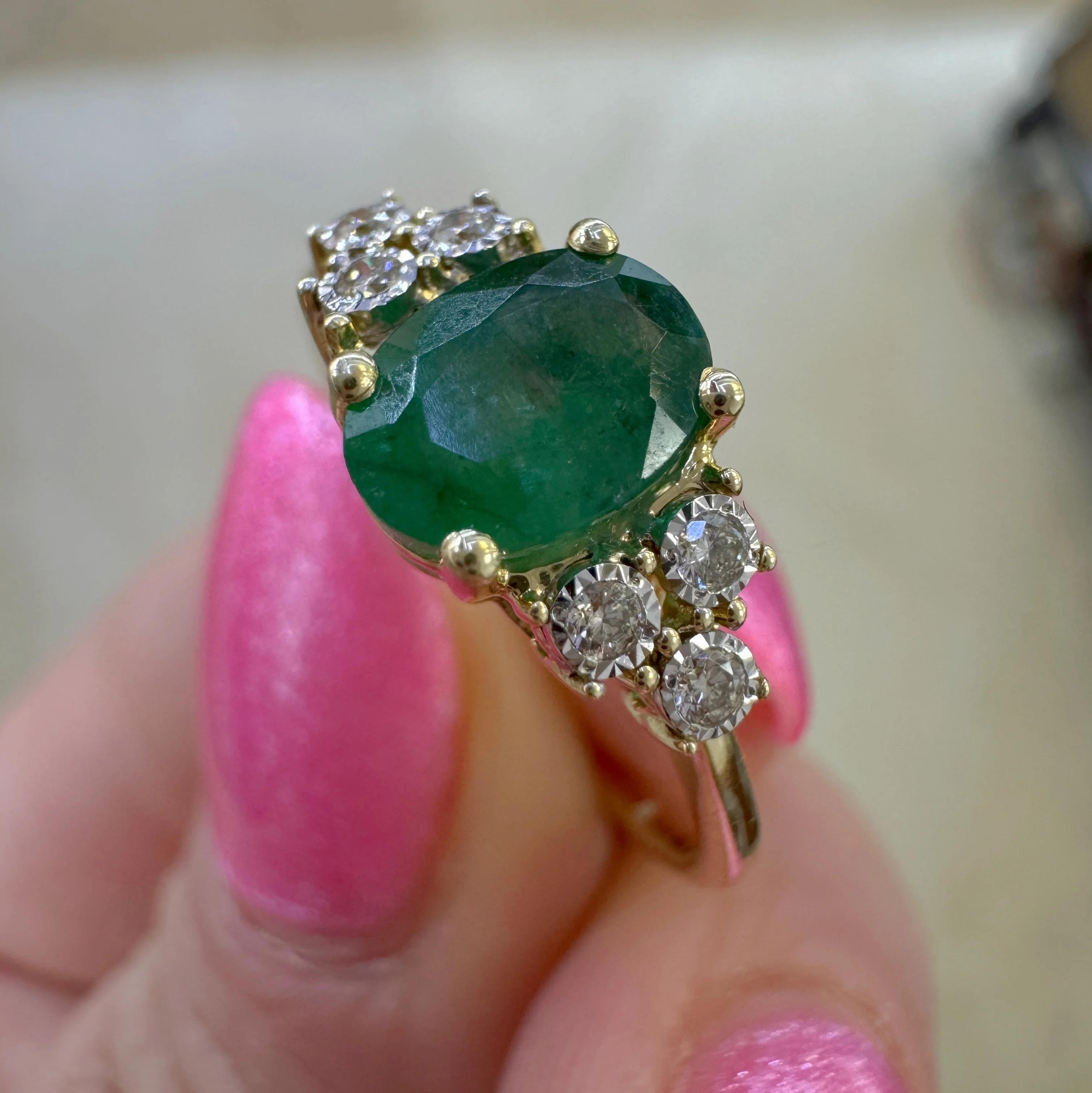 Oval Color Stone with Diamond Illusions Ring - Image 20