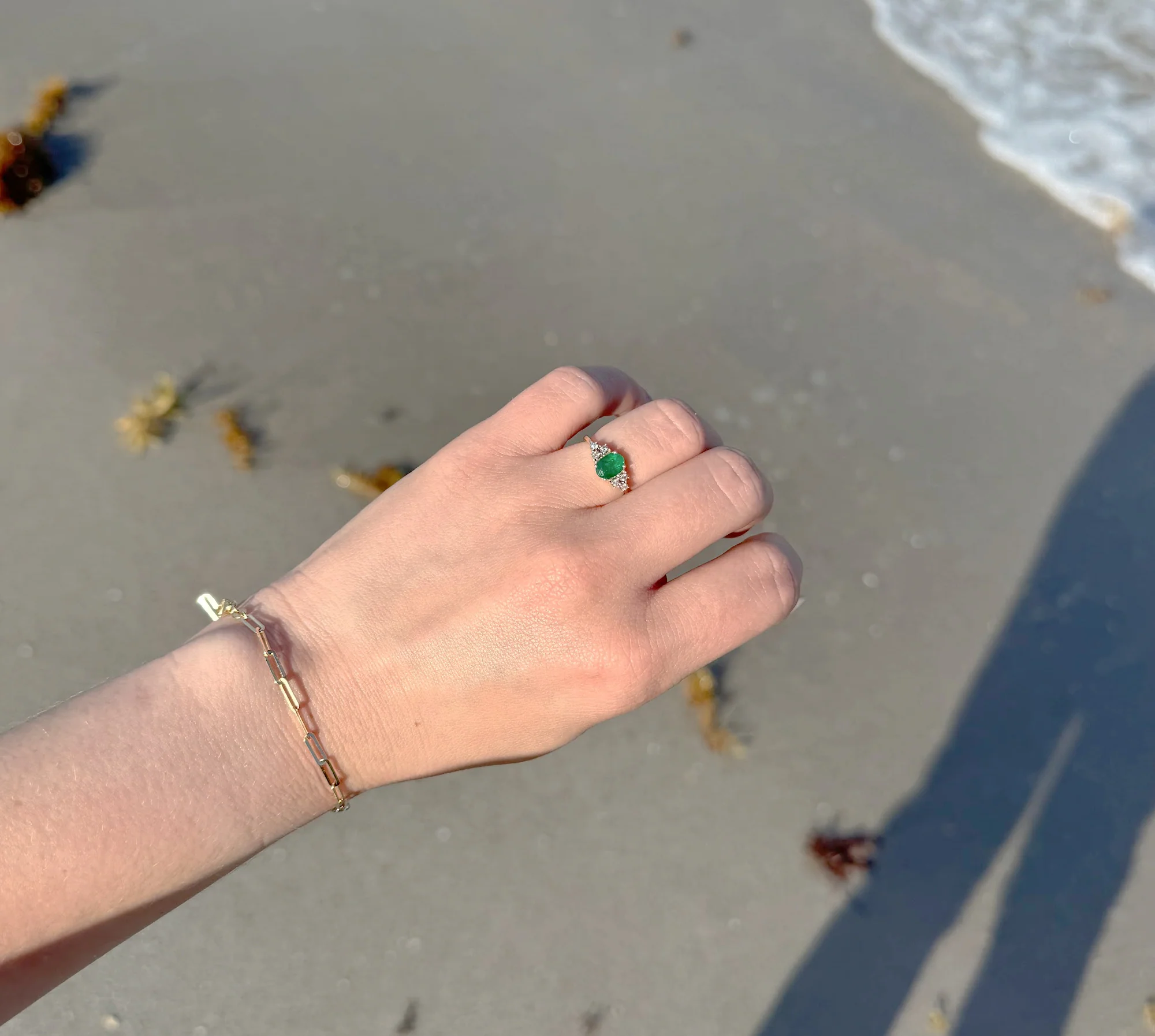 Oval Color Stone with Diamond Illusions Ring - Image 6