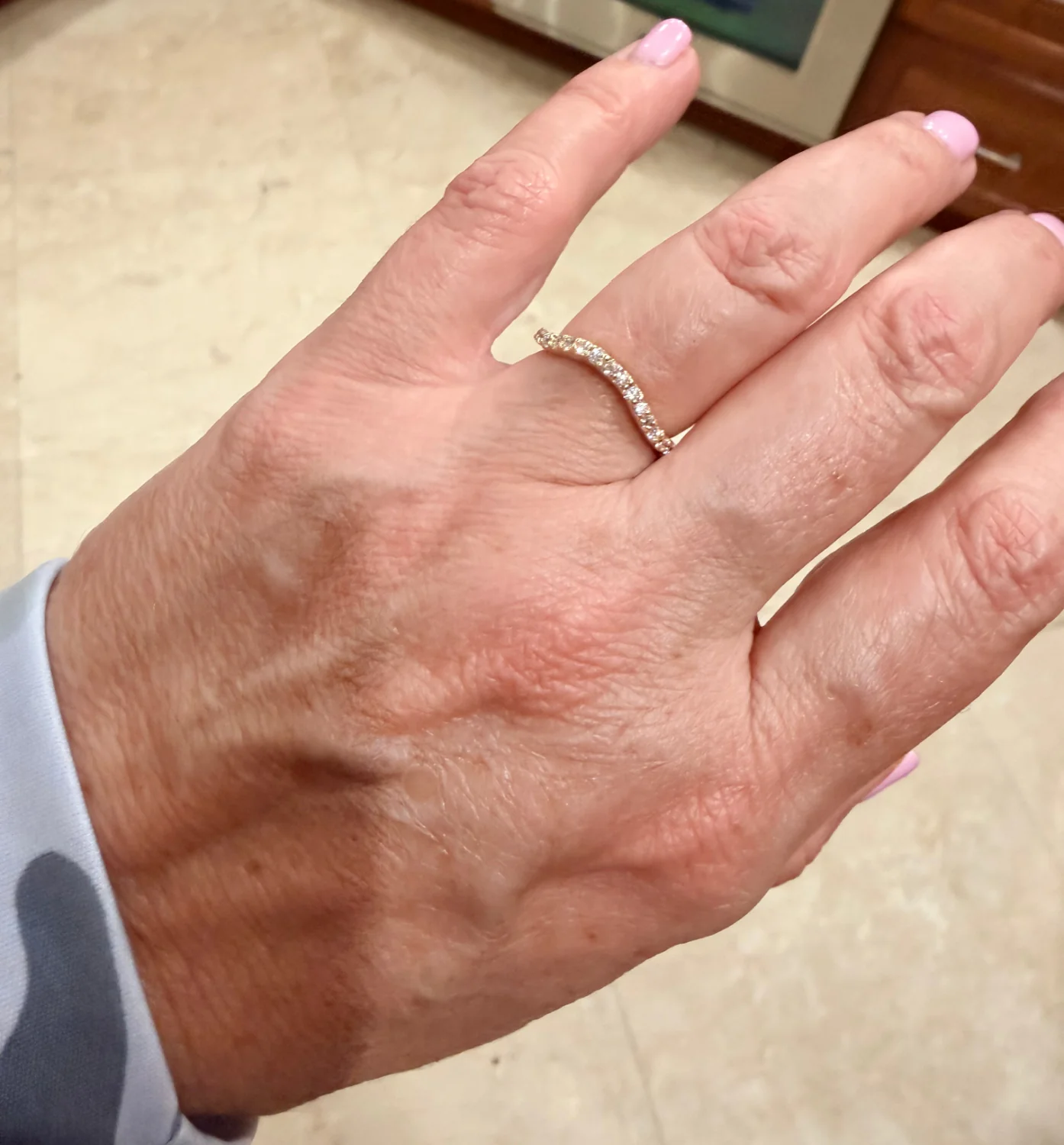 14K Yellow Gold Curved Diamond Band - Image 3