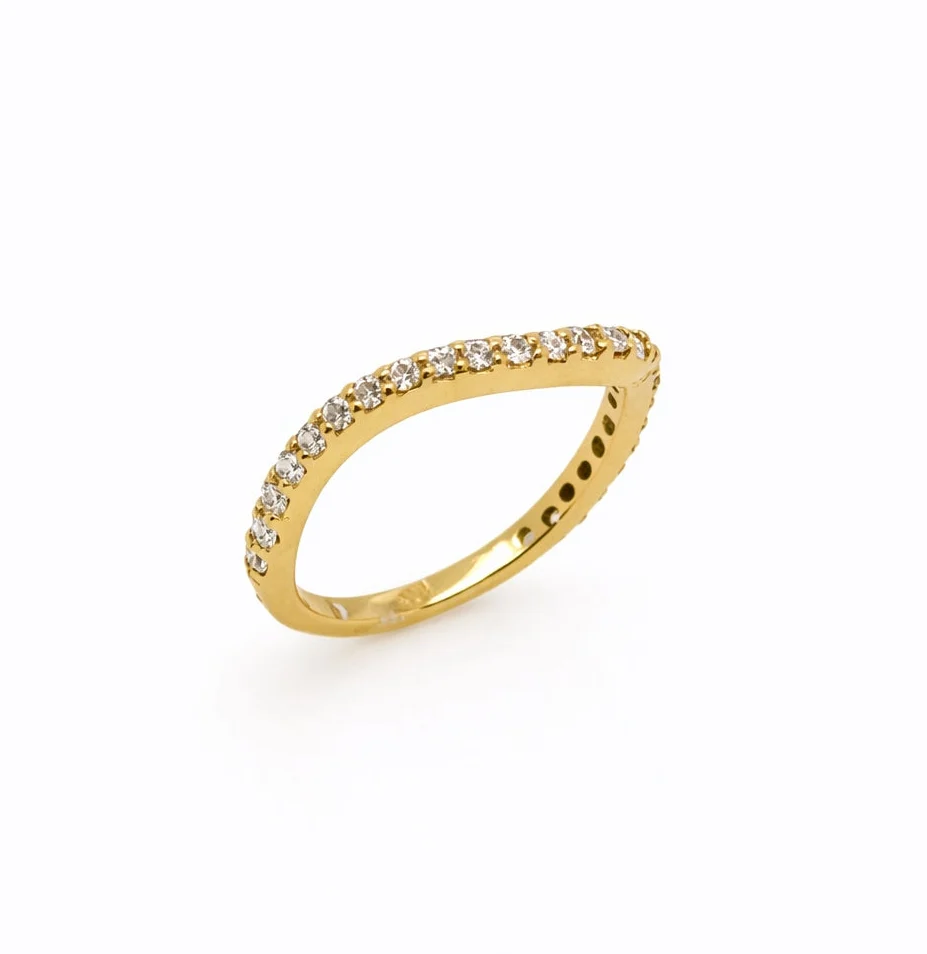 14K Yellow Gold Curved Diamond Band - Image 4