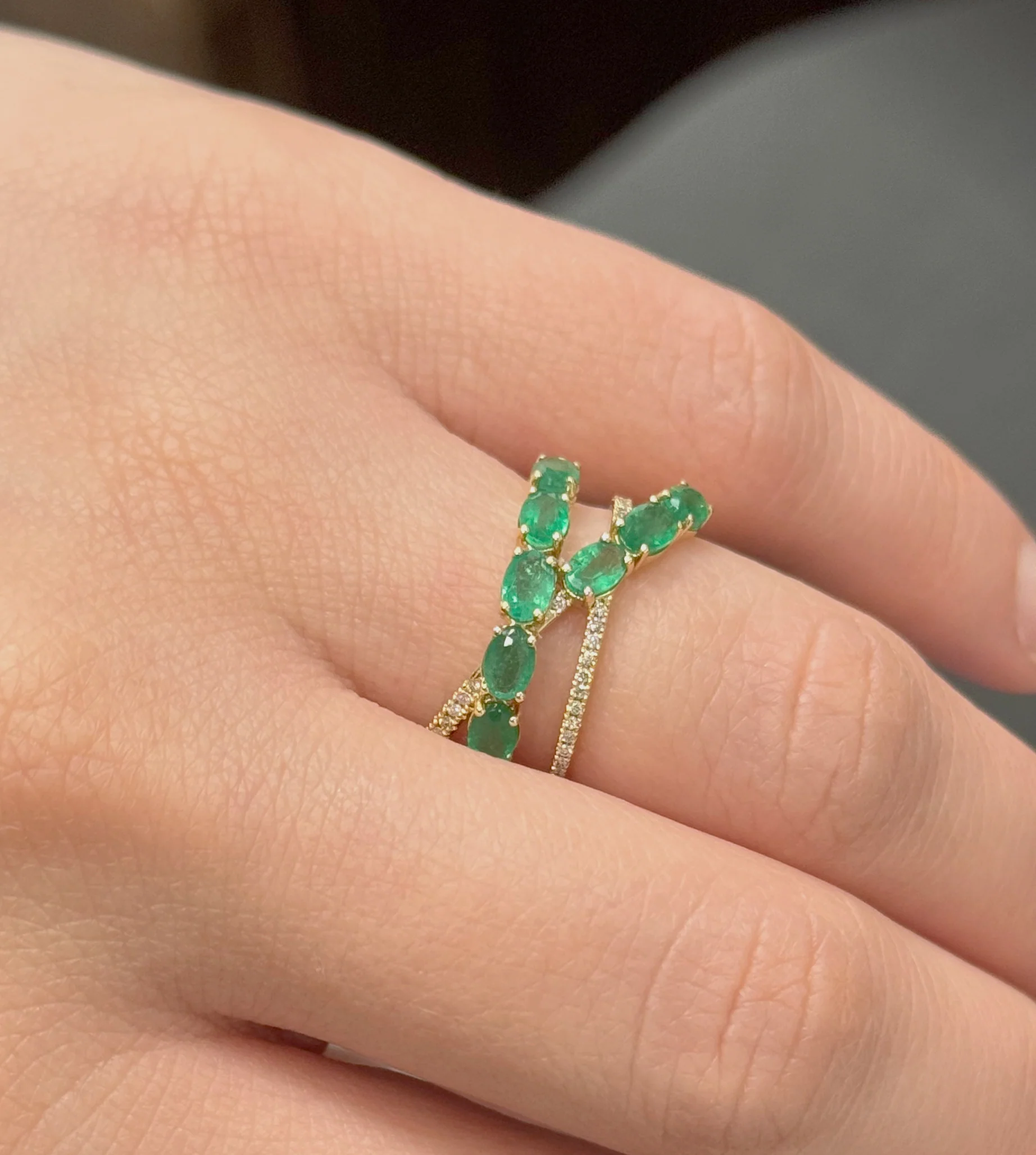 14K Yellow Gold Diamond & Color Stone Royal Arc Ring - Image 3