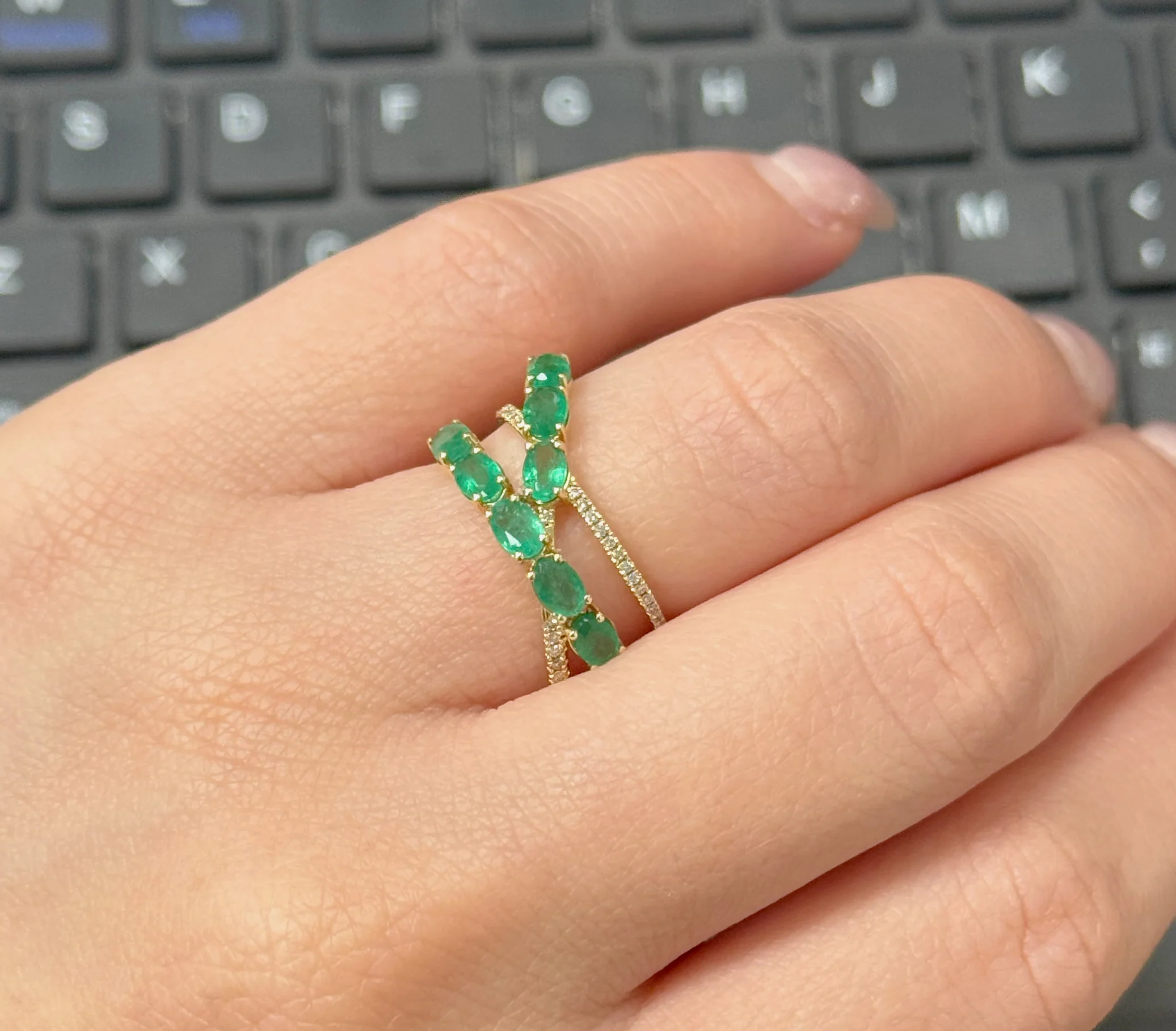 14K Yellow Gold Diamond & Color Stone Royal Arc Ring - Image 4