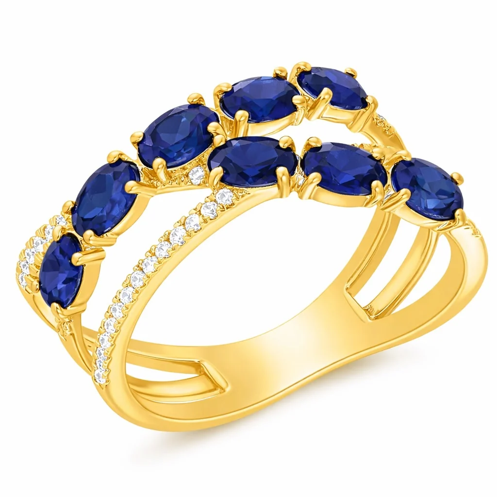 14K Yellow Gold Diamond & Color Stone Royal Arc Ring - Image 6