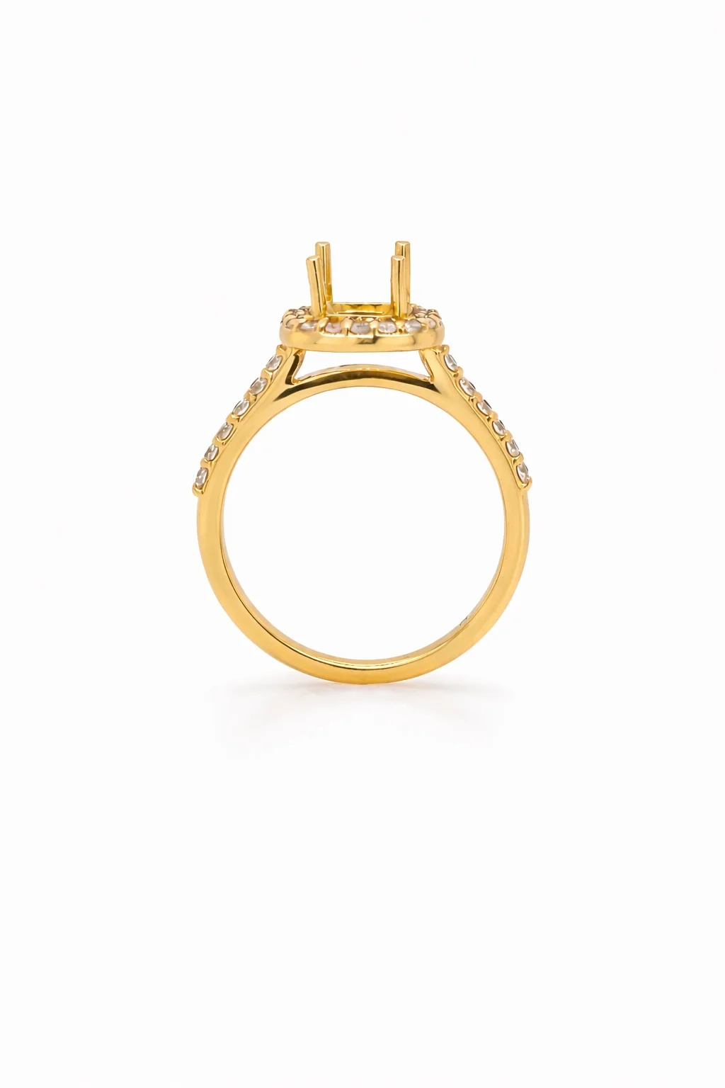 14K Yellow Gold Diamond Halo Engagement Ring Setting - Image 11