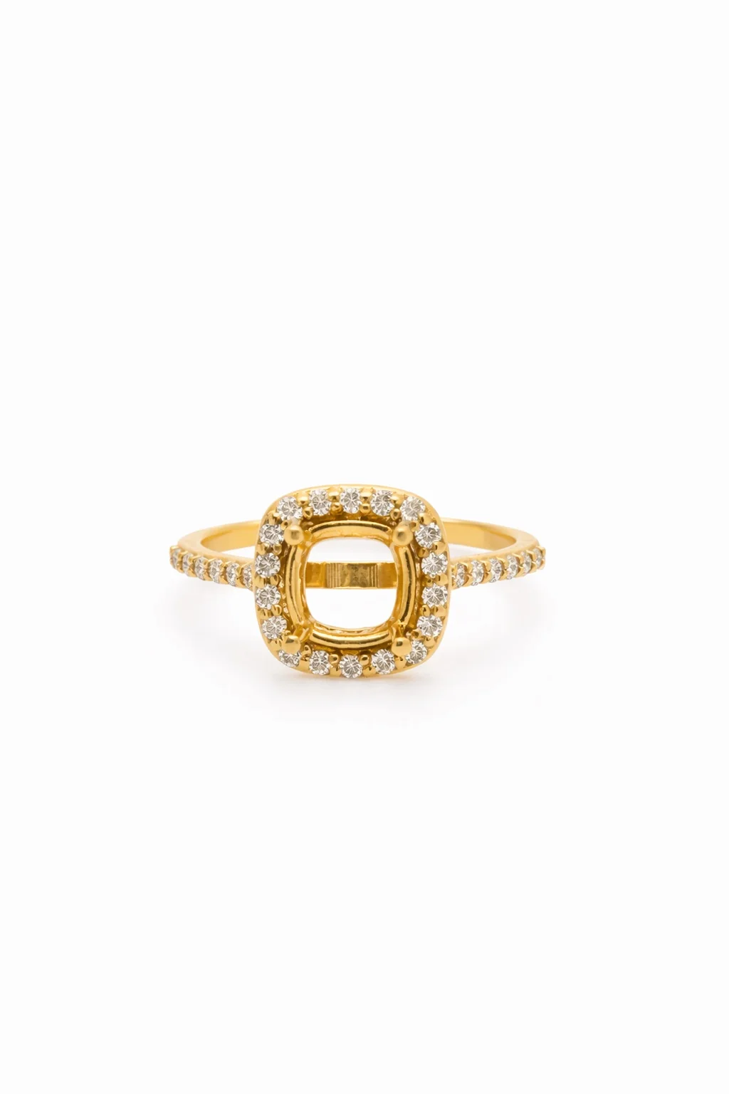 14K Yellow Gold Diamond Halo Engagement Ring Setting - Image 12
