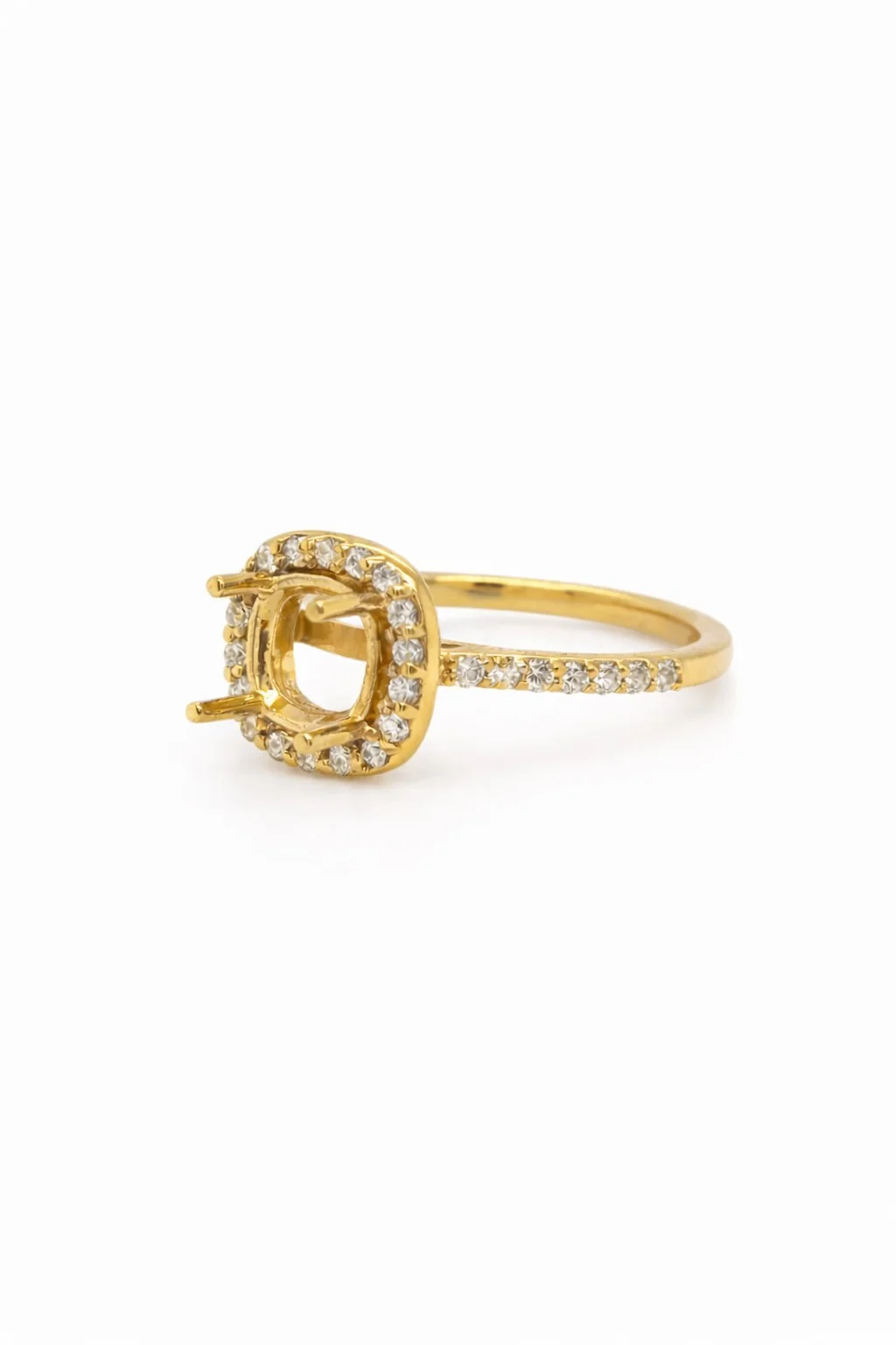 14K Yellow Gold Diamond Halo Engagement Ring Setting - Image 13