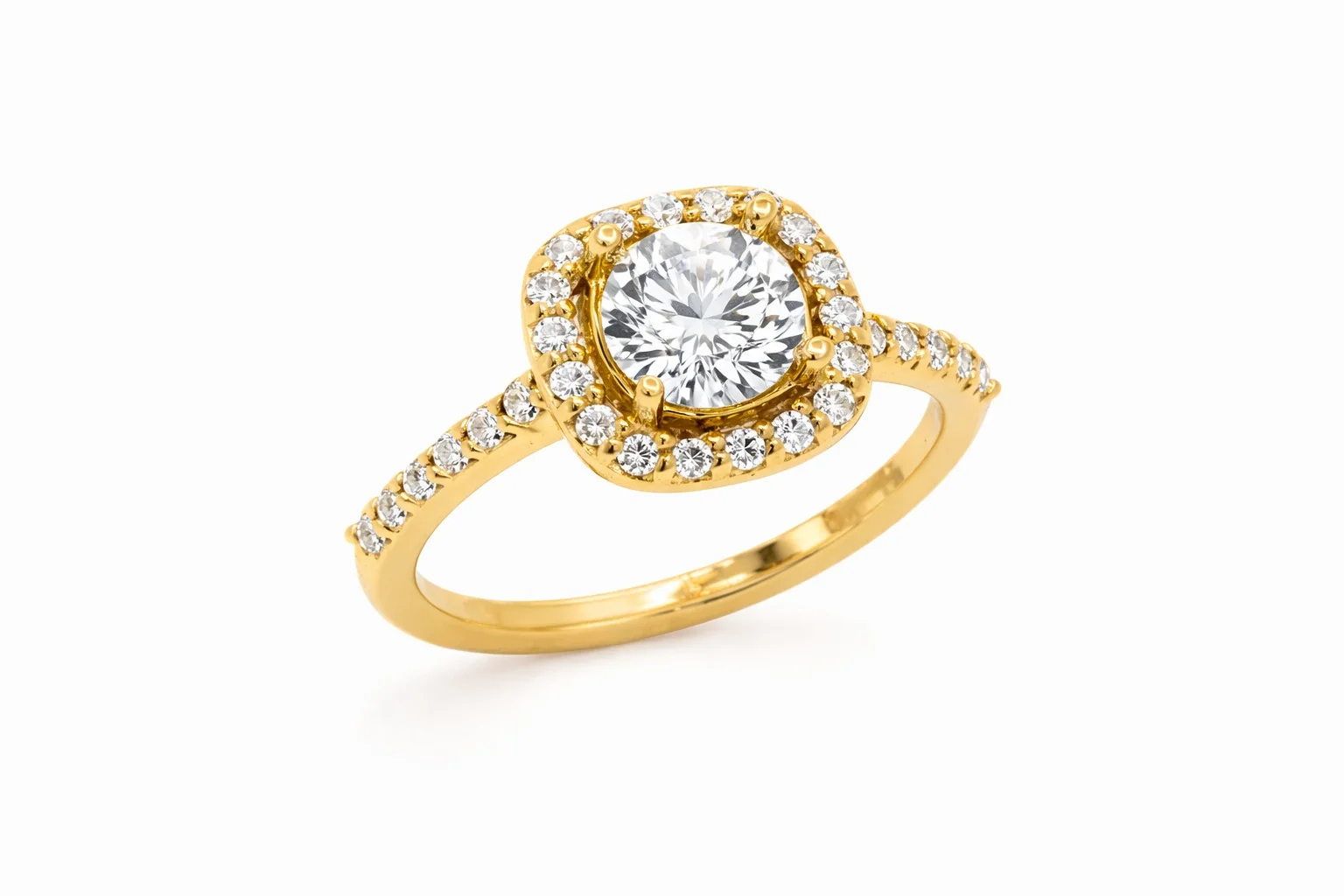 14K Yellow Gold Diamond Halo Engagement Ring Setting - Image 4