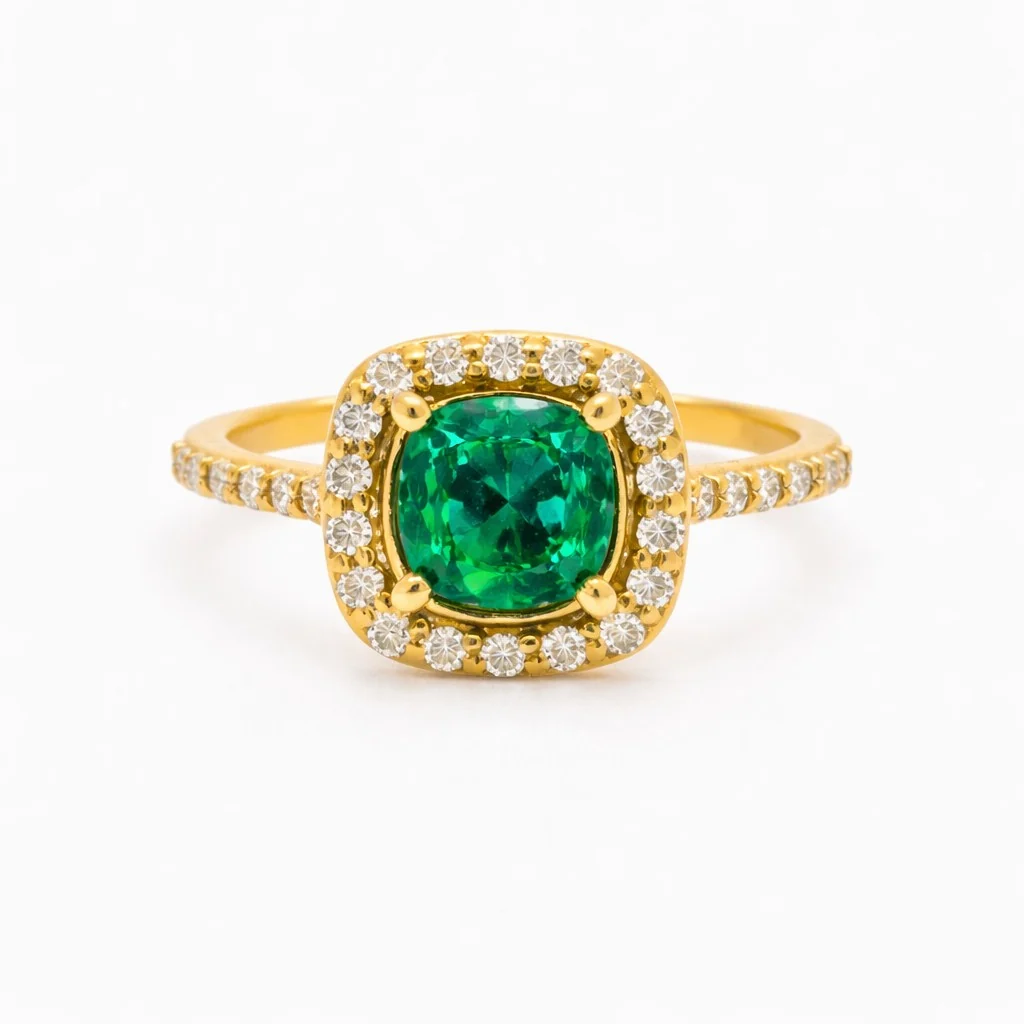 14K Yellow Gold Diamond Halo Engagement Ring Setting - Image 7