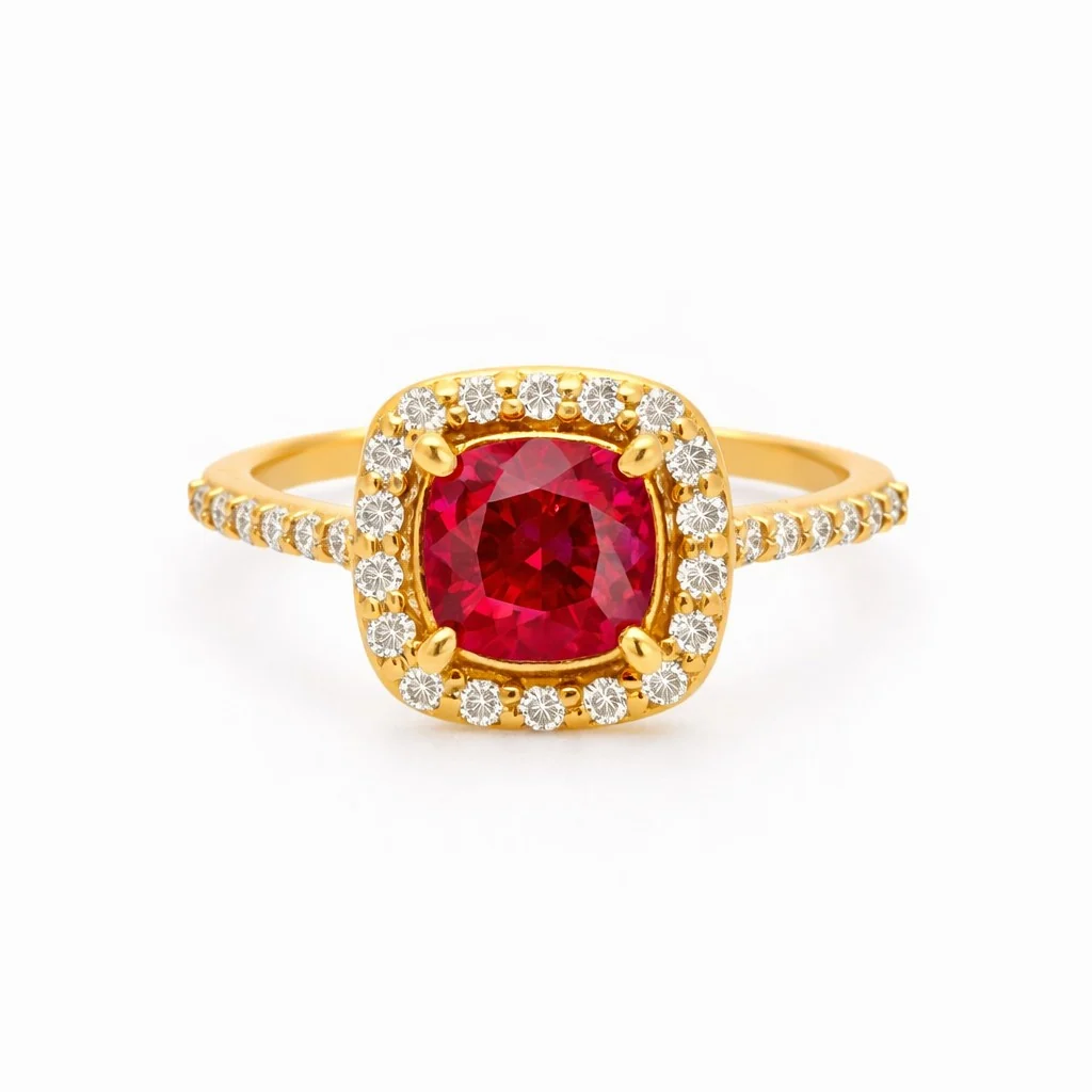 14K Yellow Gold Diamond Halo Engagement Ring Setting - Image 8