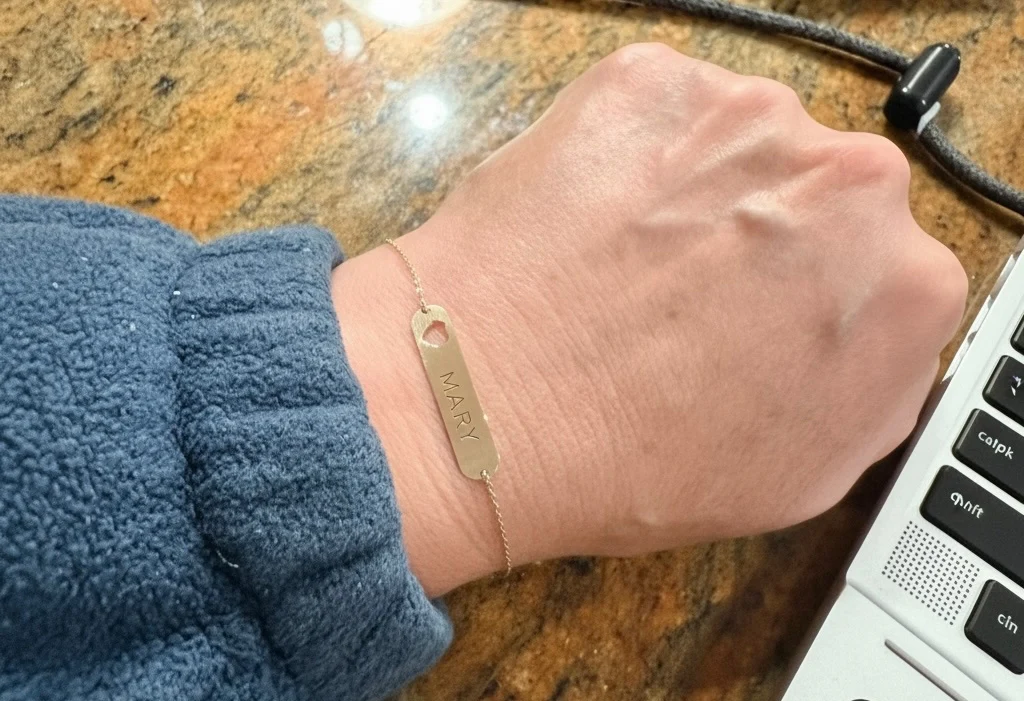 14K Yellow Gold Engravable Heart ID Bracelet - Image 2