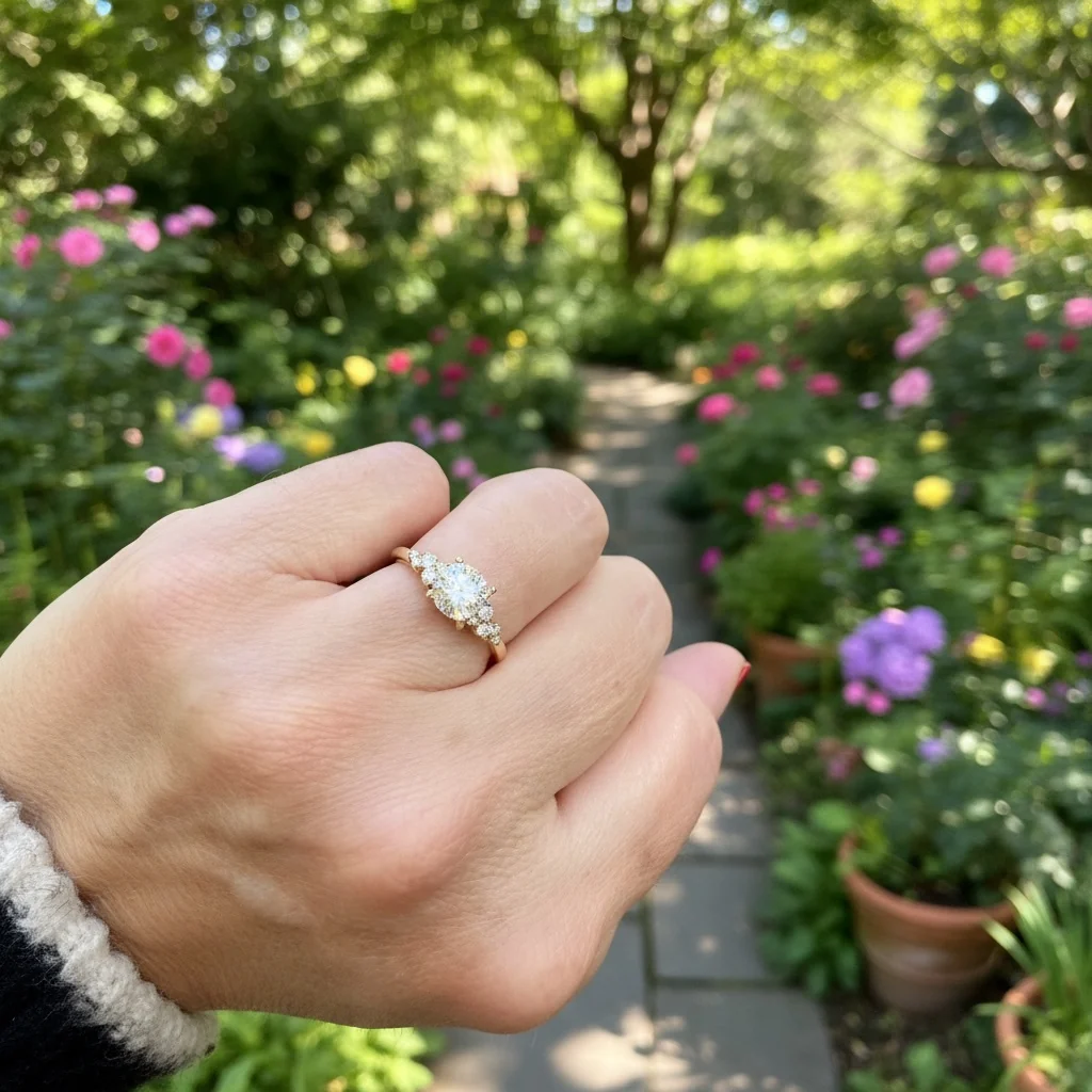 14K Yellow Gold Freeform Diamond Cluster Engagement Ring Setting - Image 2