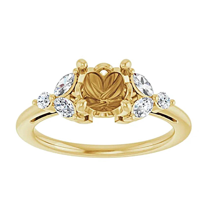 14K Yellow Gold Tulip Diamond Engagement Ring Setting - Image 14