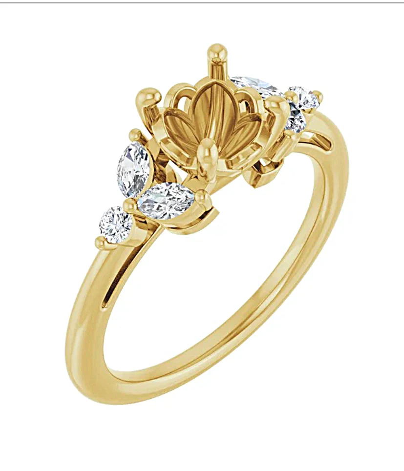 14K Yellow Gold Tulip Diamond Engagement Ring Setting - Image 16