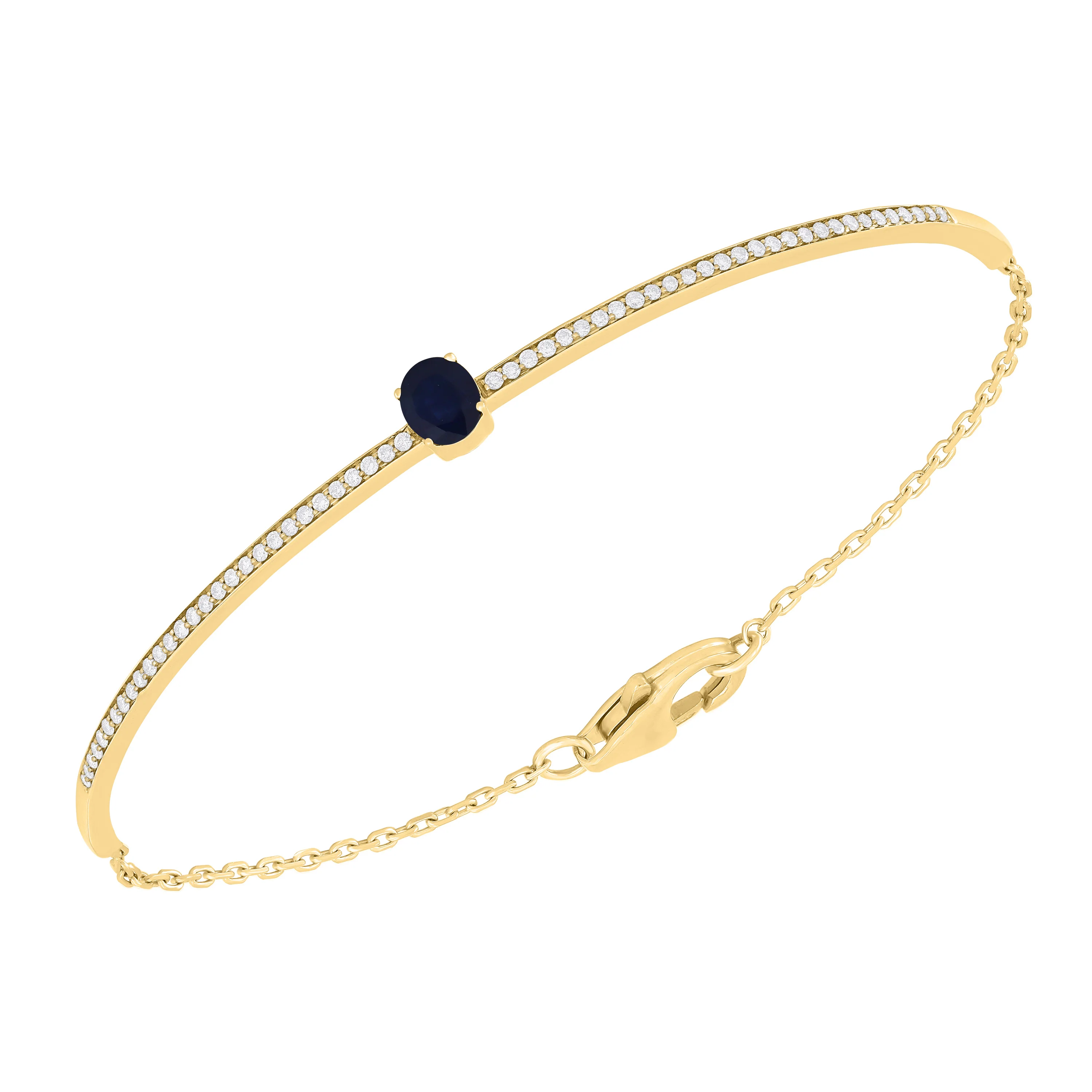 Oval Color Stone and Diamond Bangle Bracelet - Image 3