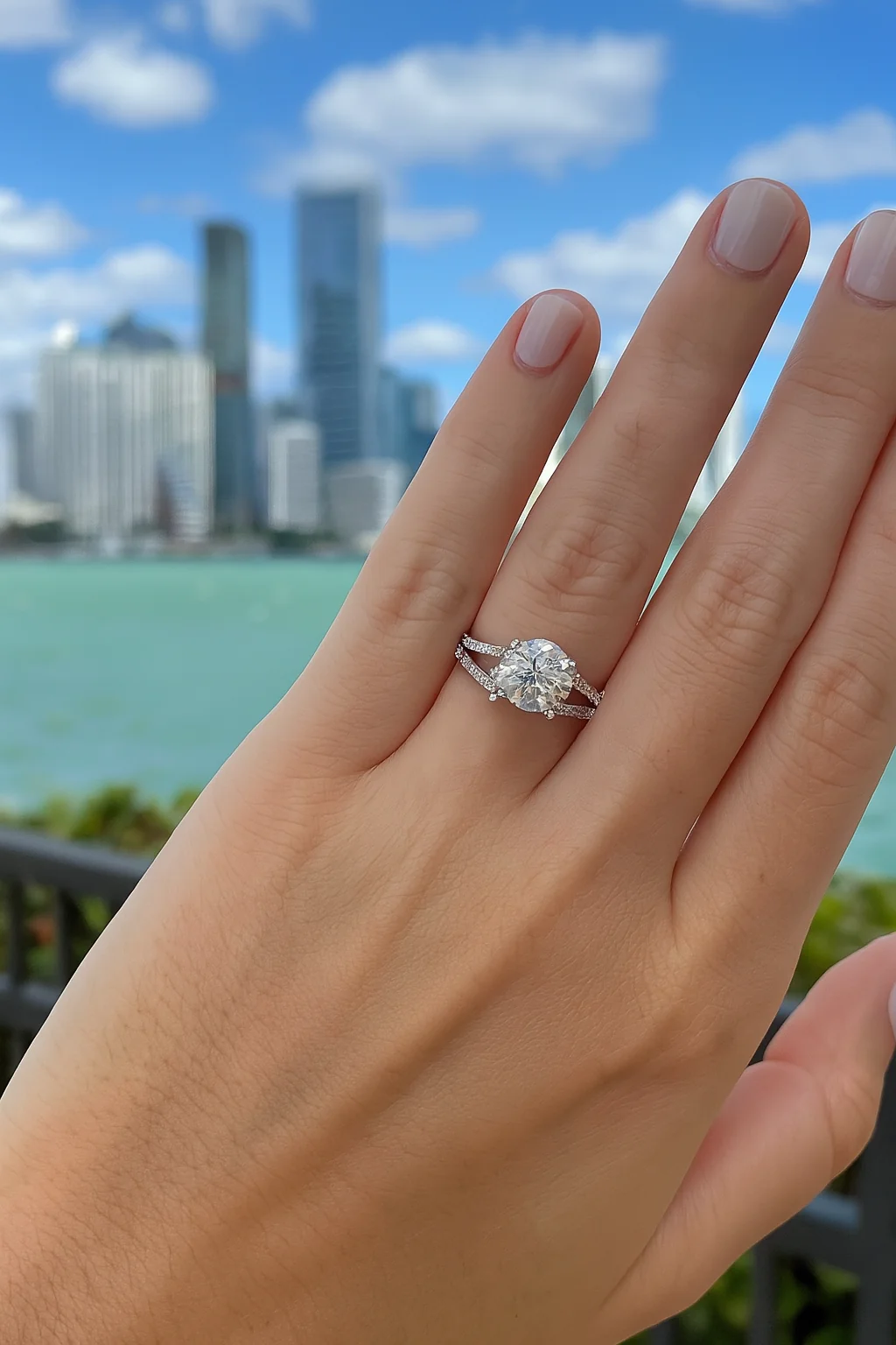 18K Gold Split Shank Diamond Setting Ring - Image 3