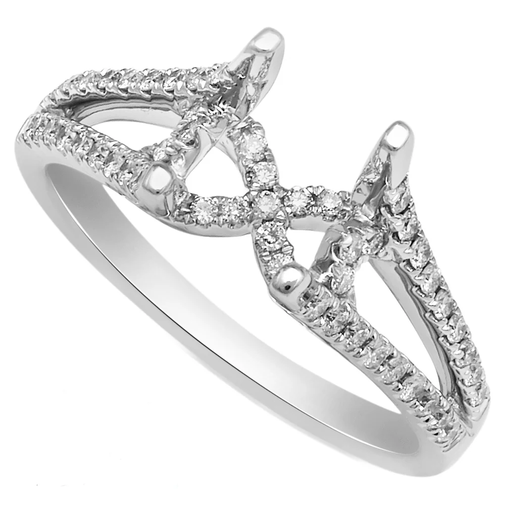 18K Gold Split Shank Diamond Setting Ring - Image 4