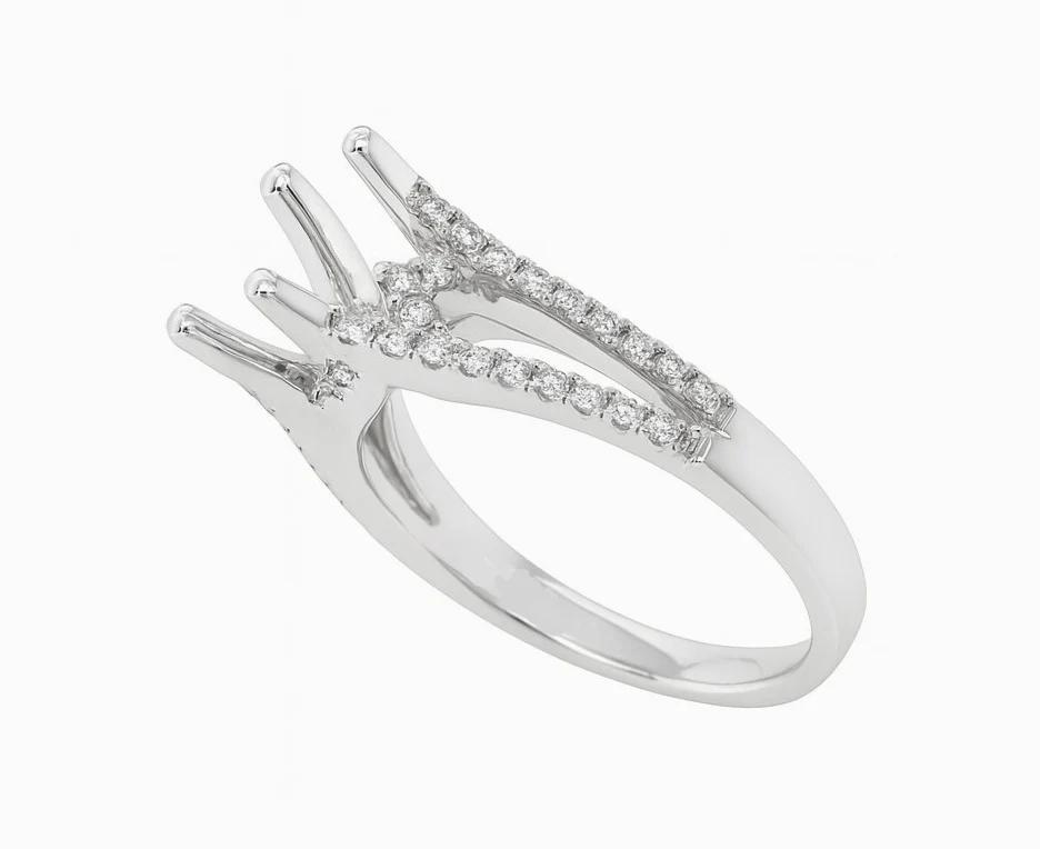 18K Gold Split Shank Diamond Setting Ring - Image 5