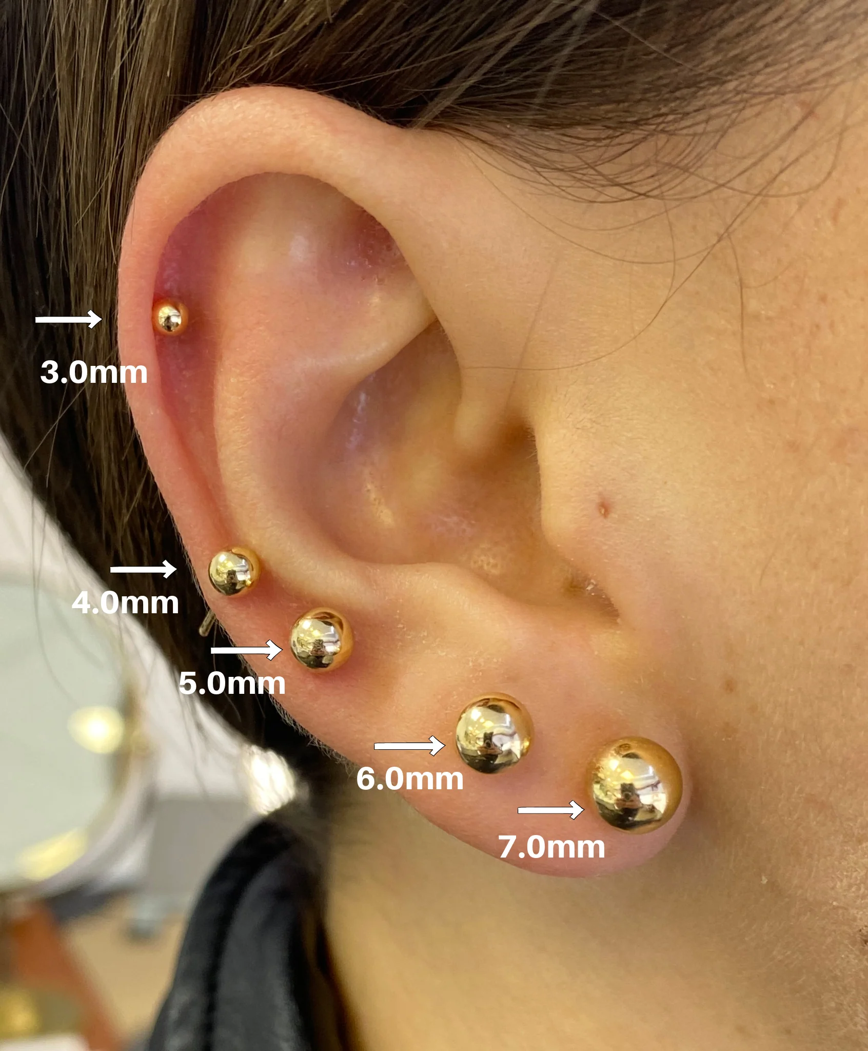 4mm Full Ball Earring - Image 4
