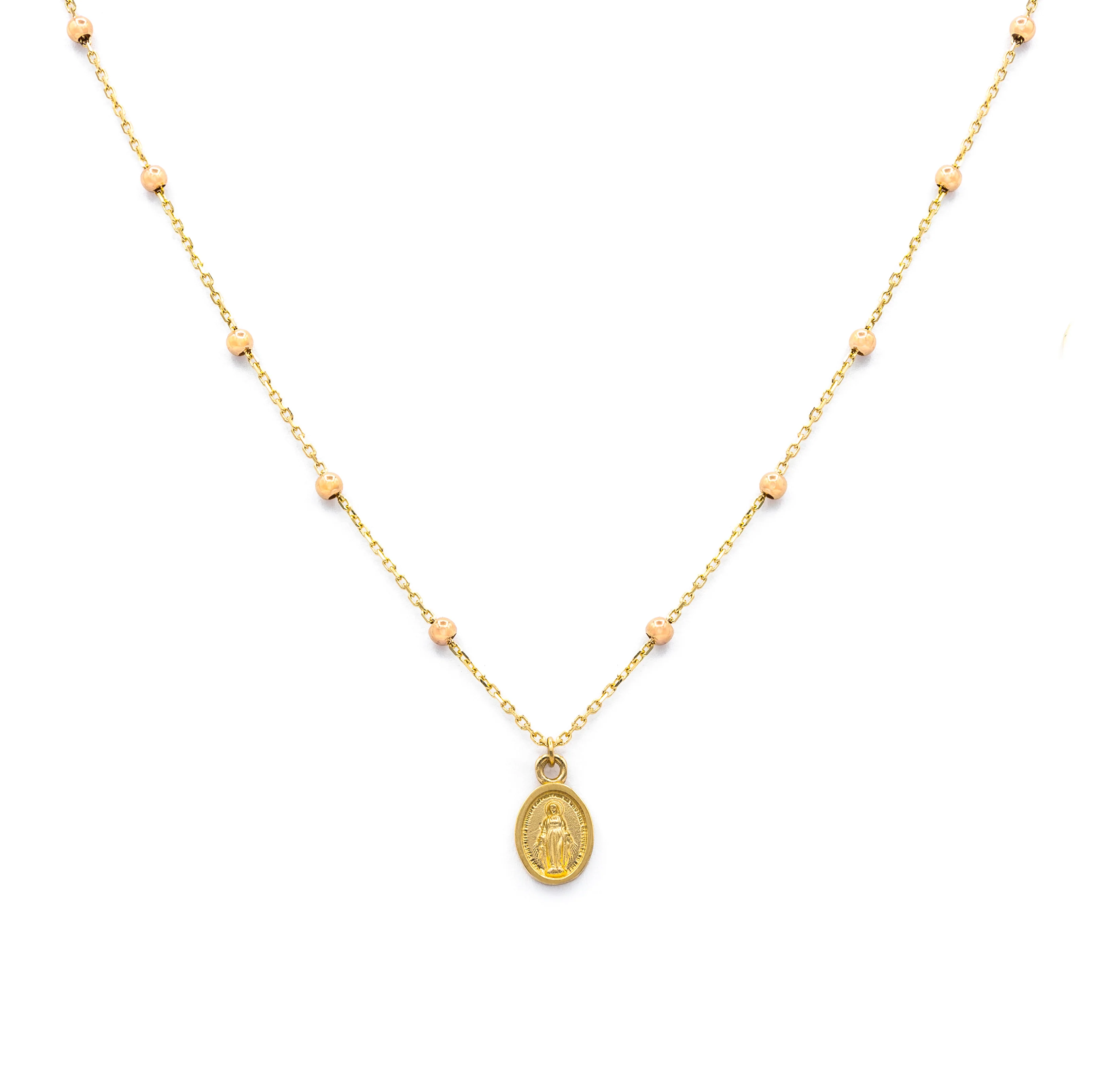 Beaded Miniature Miraculous Medal Necklace - Image 3