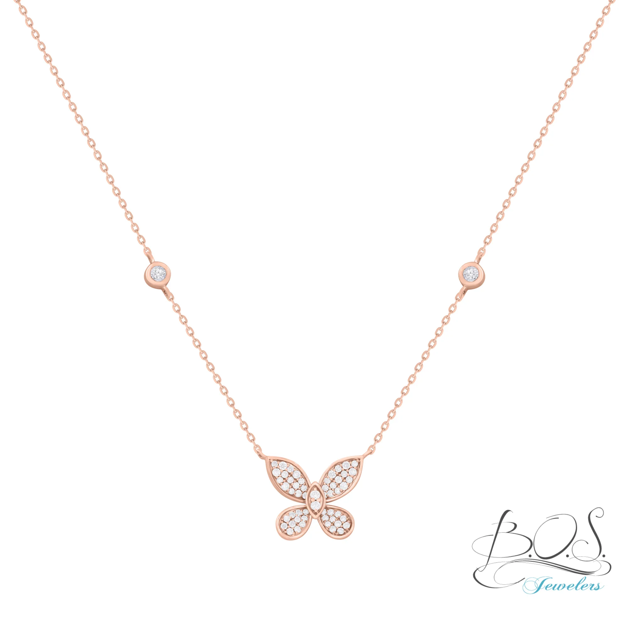 Big Butterfly Diamond Necklace 14K Gold - Image 3