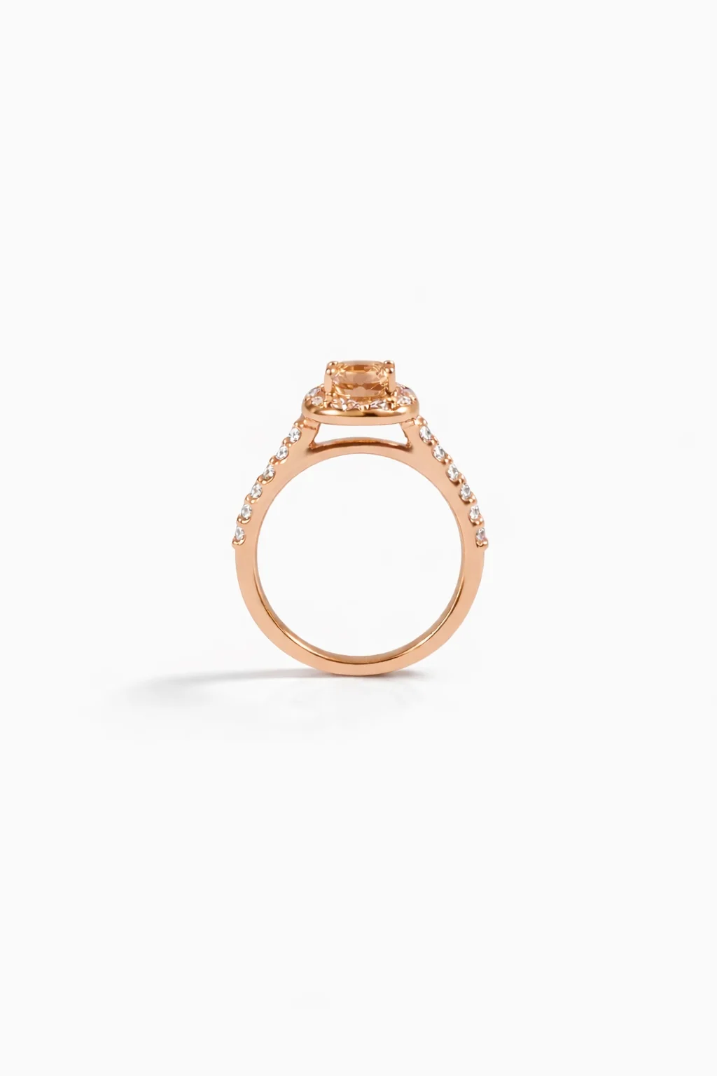 Blush Morganite Diamond Halo Engagement Ring in 14K Rose Gold - Image 4