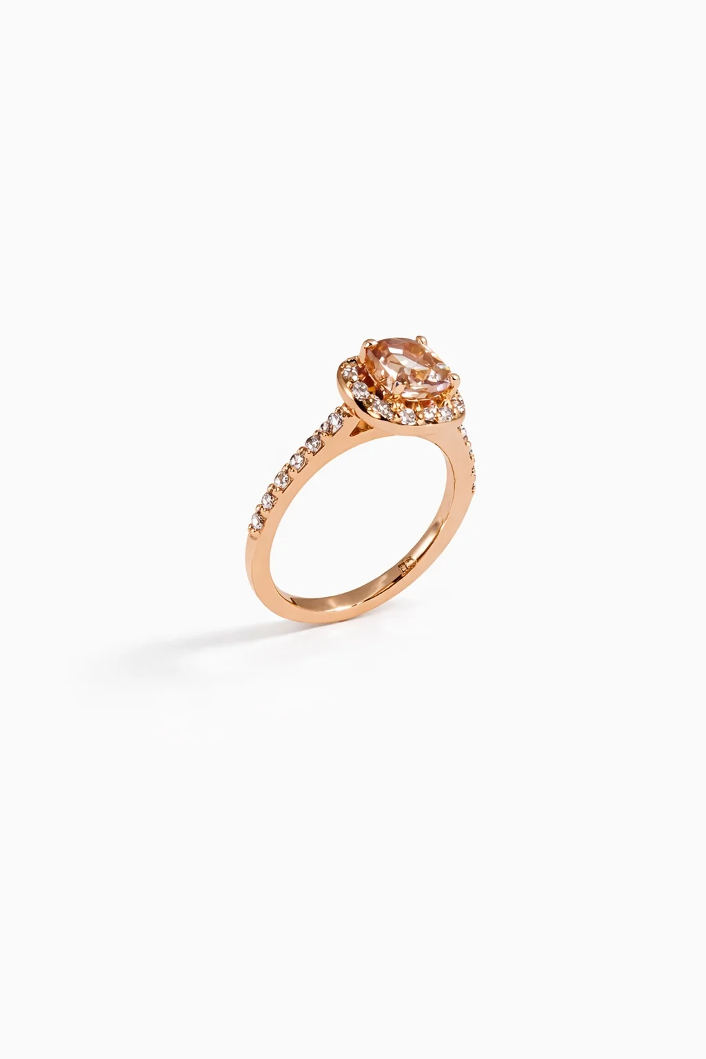Blush Morganite Diamond Halo Engagement Ring in 14K Rose Gold - Image 5