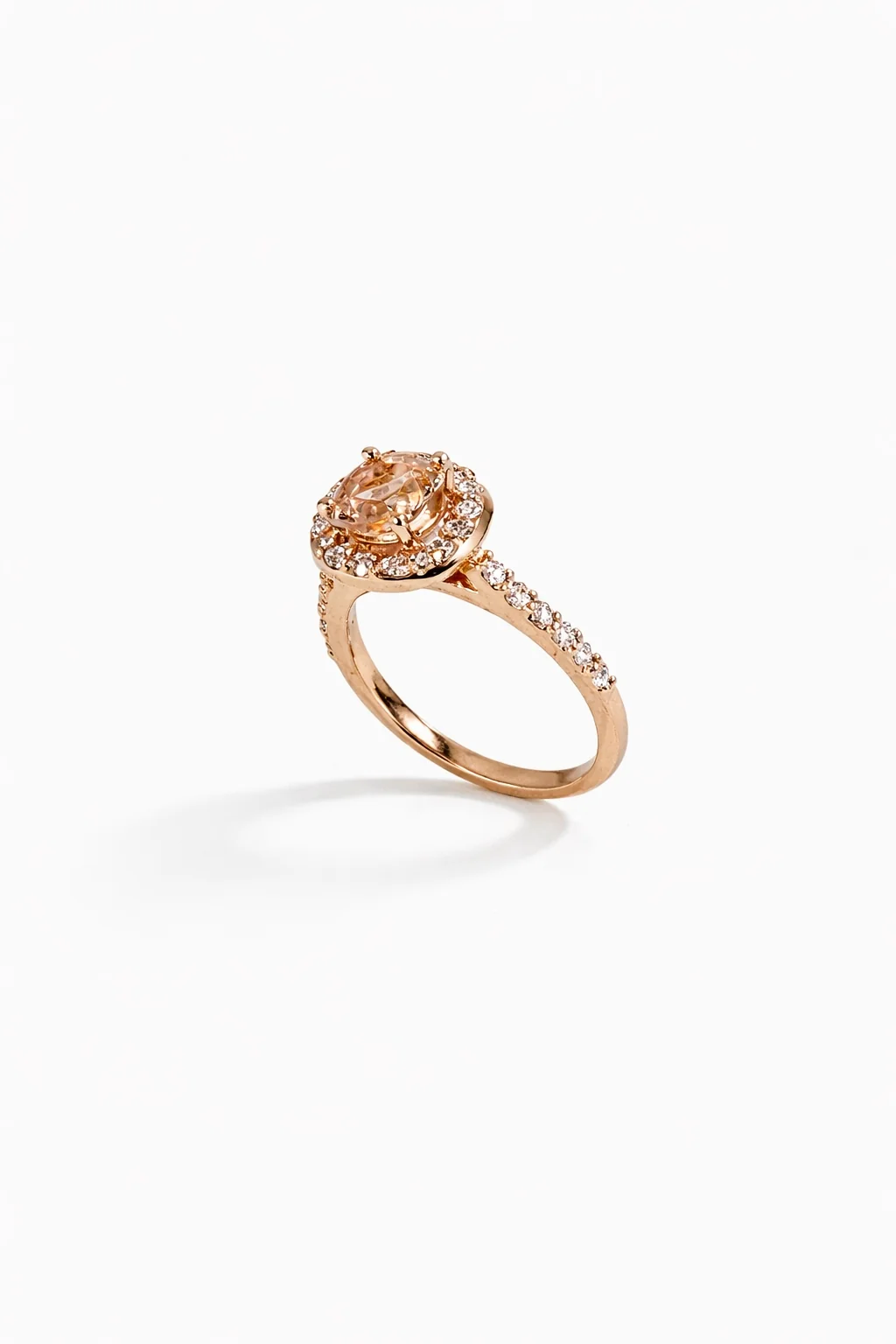 Blush Morganite Diamond Halo Engagement Ring in 14K Rose Gold - Image 6