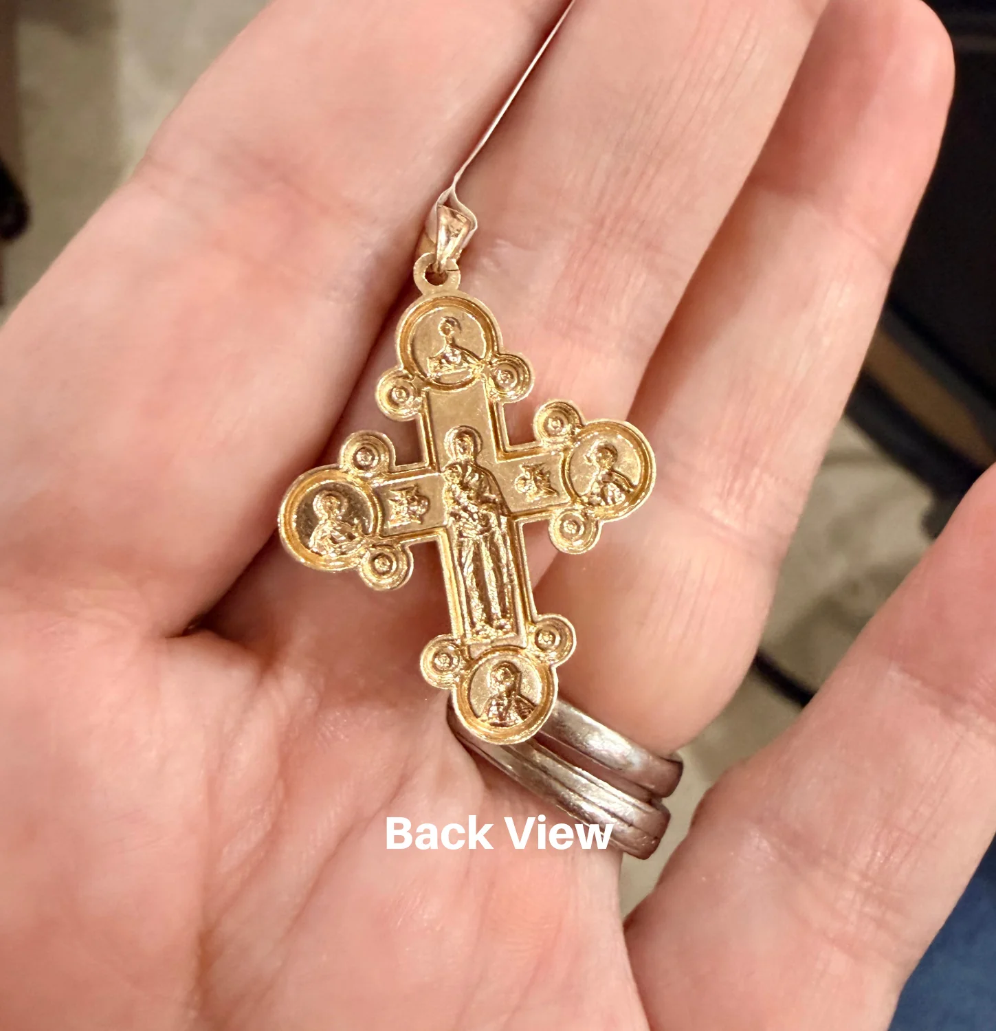 Budded Eastern Orthodox Four-Way Patron Saint Cross Pendant - Image 4