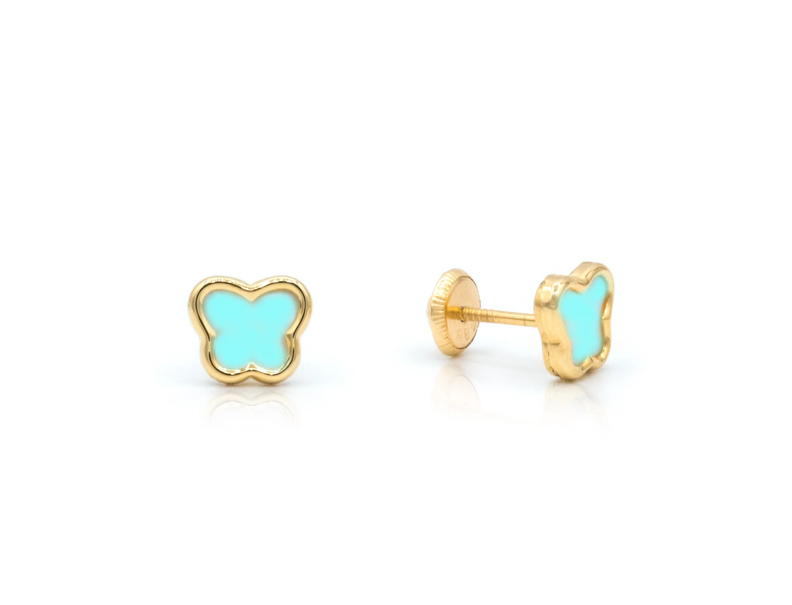 Butterfly Earrings Mother of Pearl Pink or Turquoise - Image 4