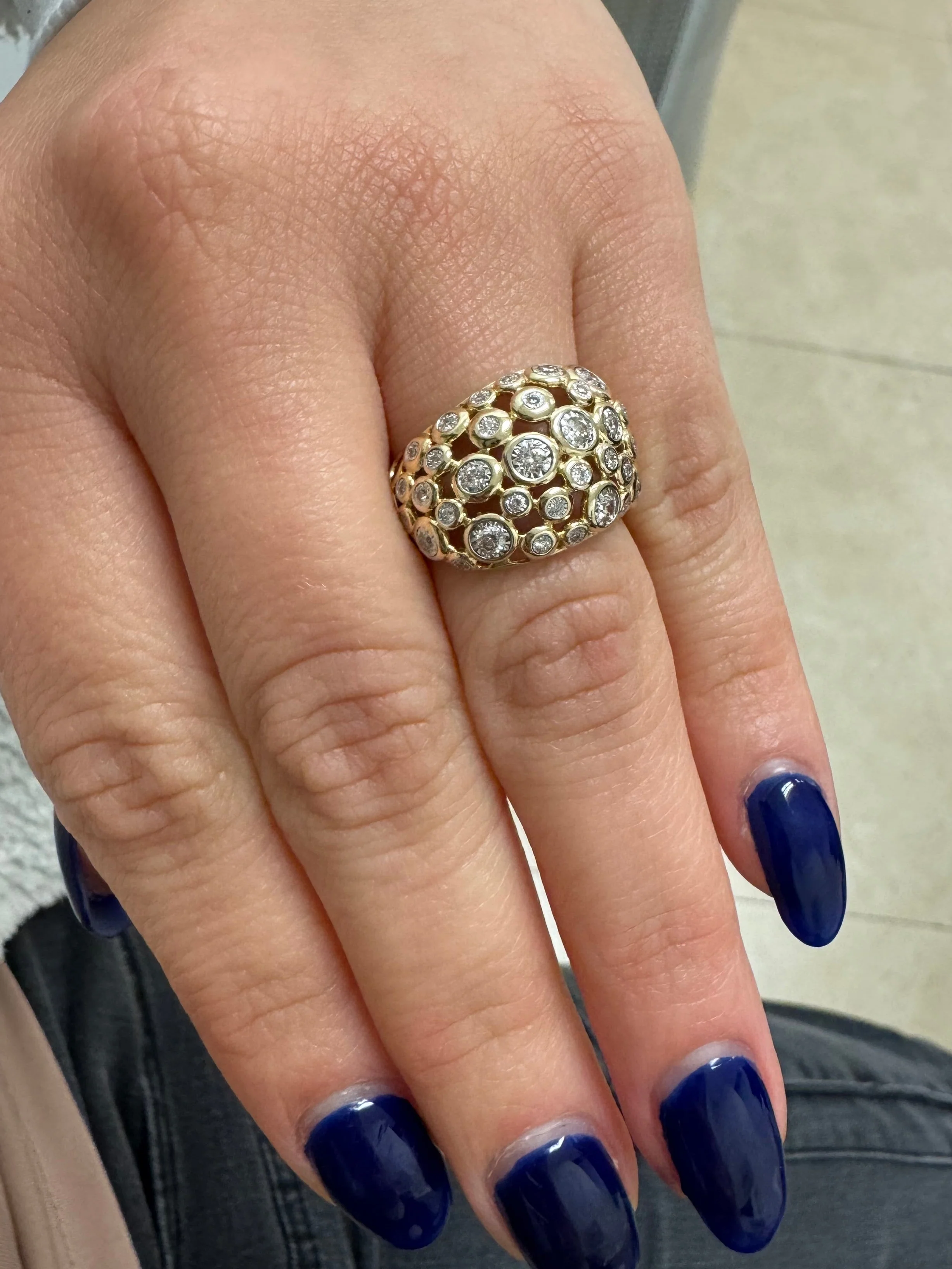 Cobble Stone Large Dome Diamond Ring - Image 2