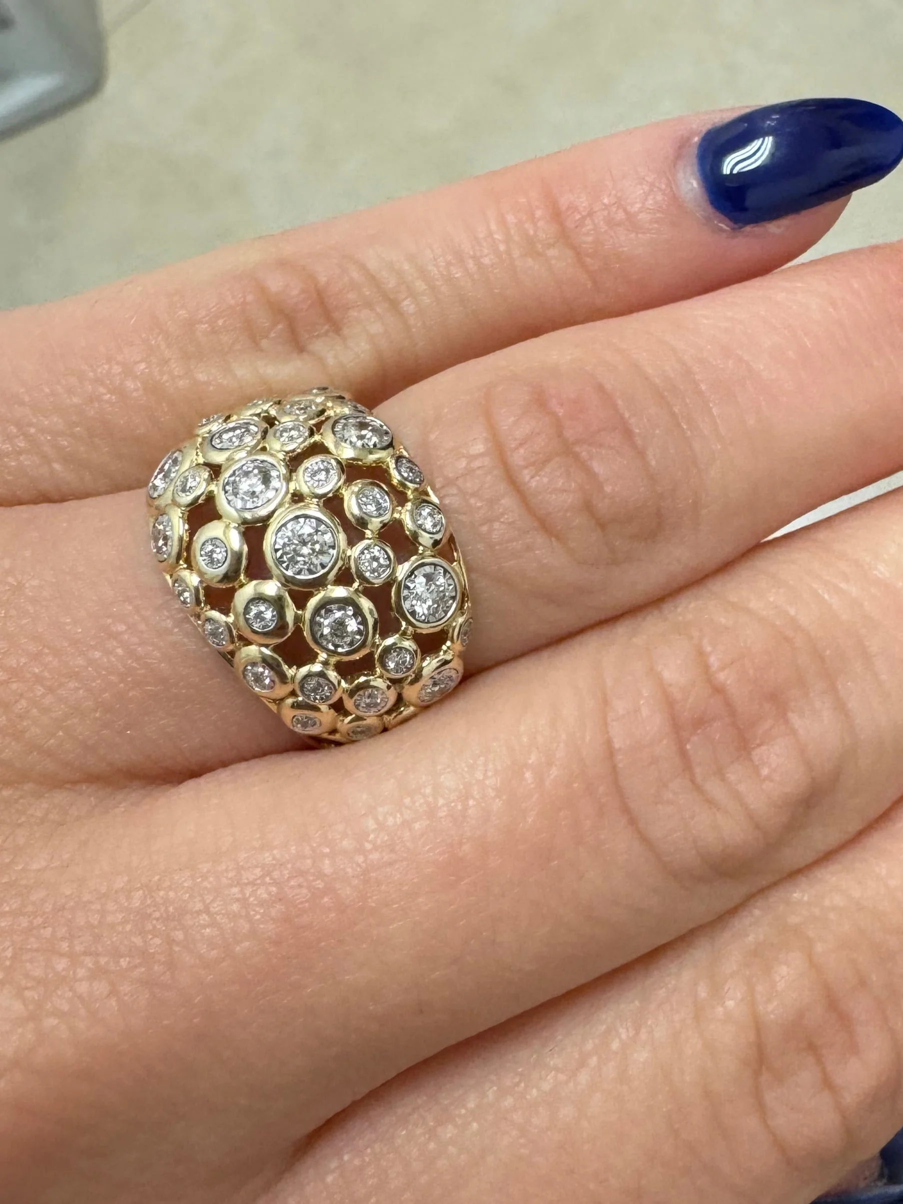 Cobble Stone Large Dome Diamond Ring - Image 3