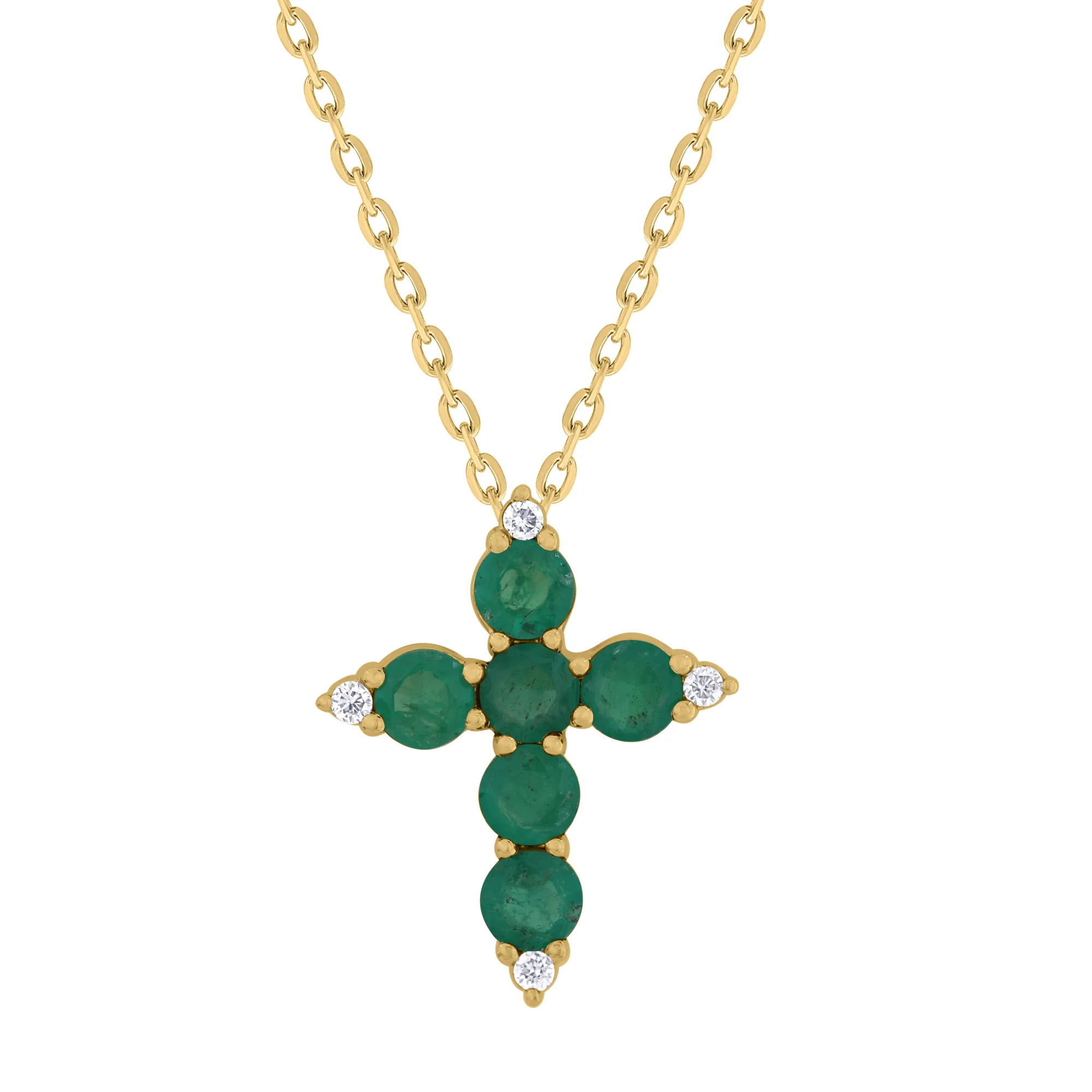 Color Stone and Diamond Cross Necklace - Image 7