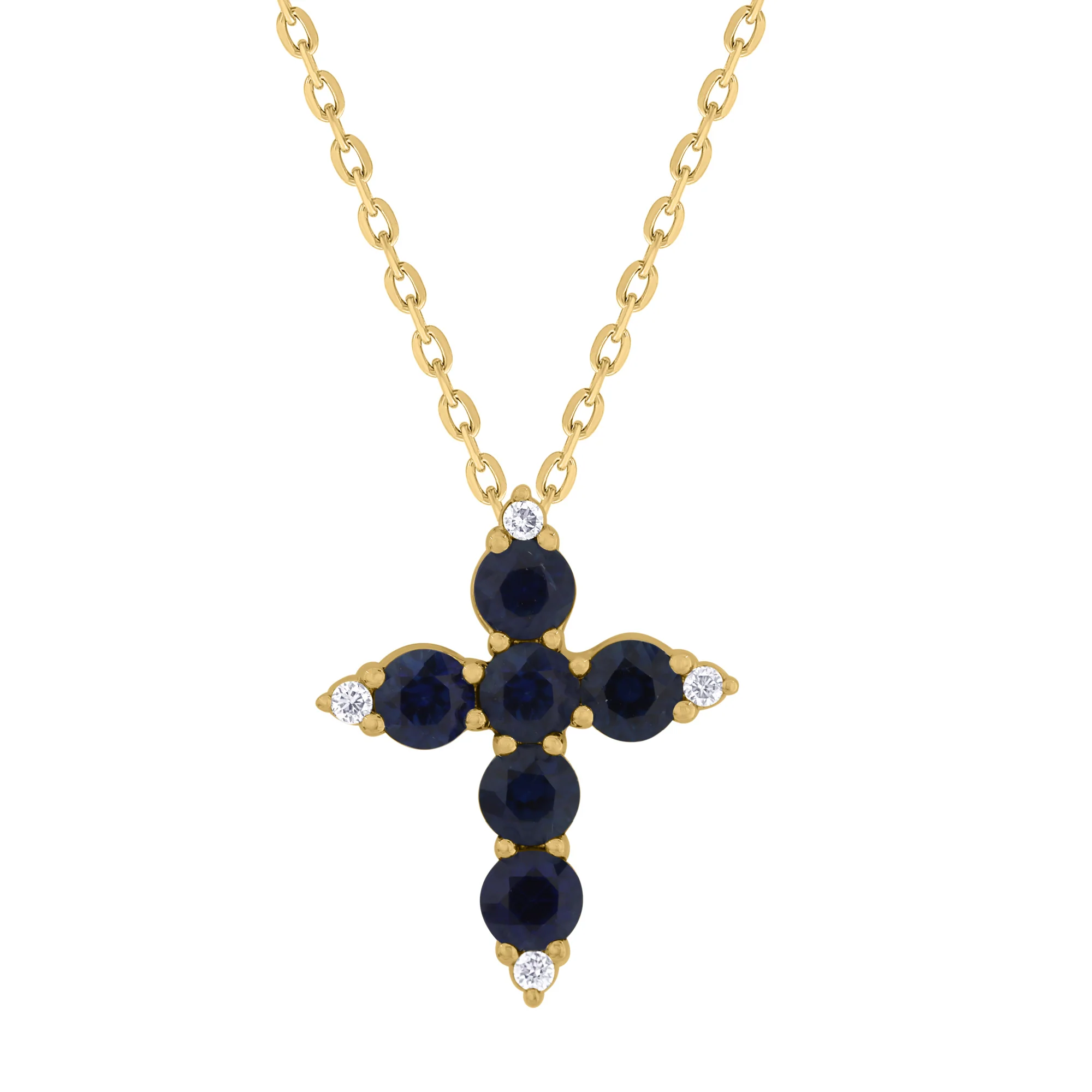 Color Stone and Diamond Cross Necklace - Image 8