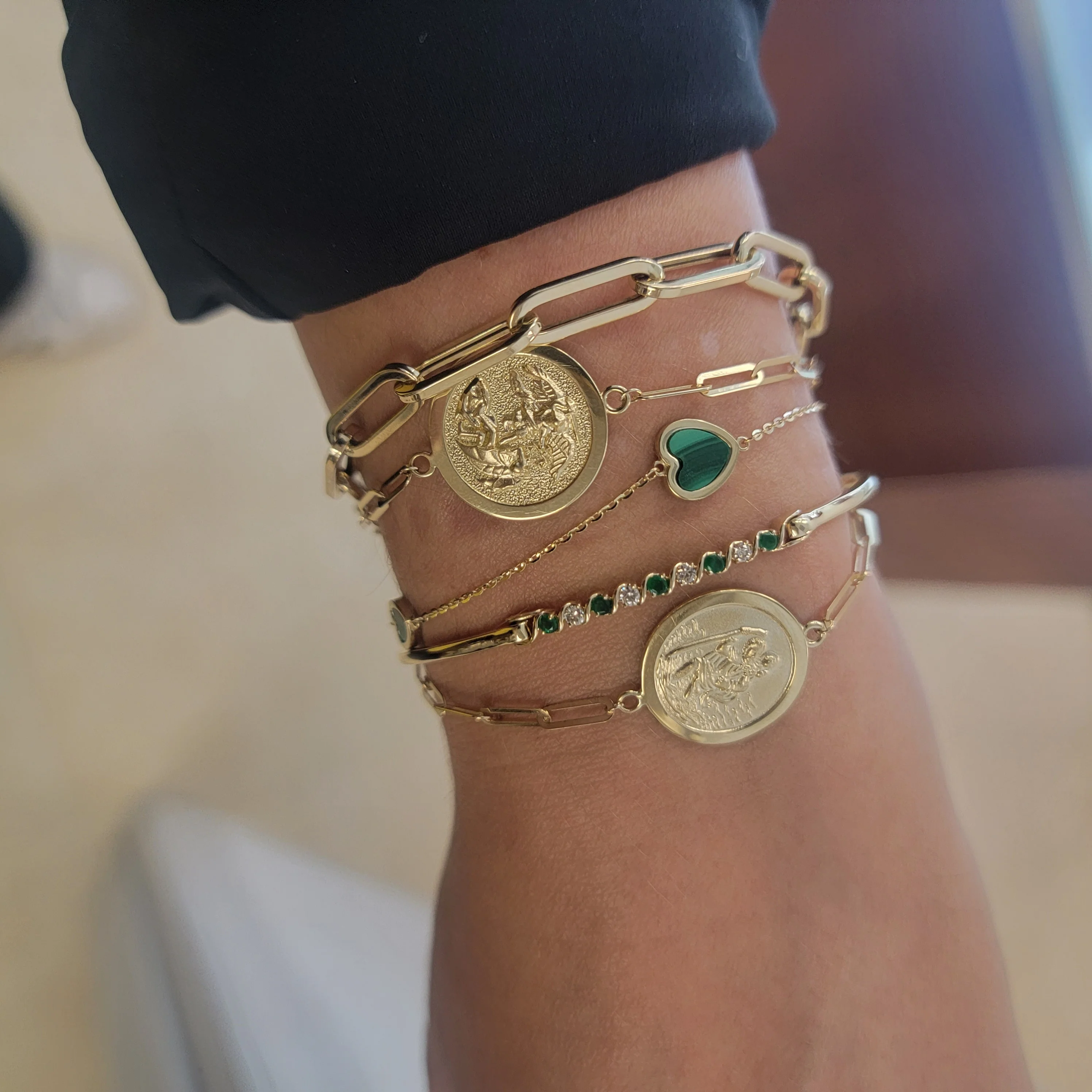 Color Stone and Diamond Flexible Bangle - Image 3