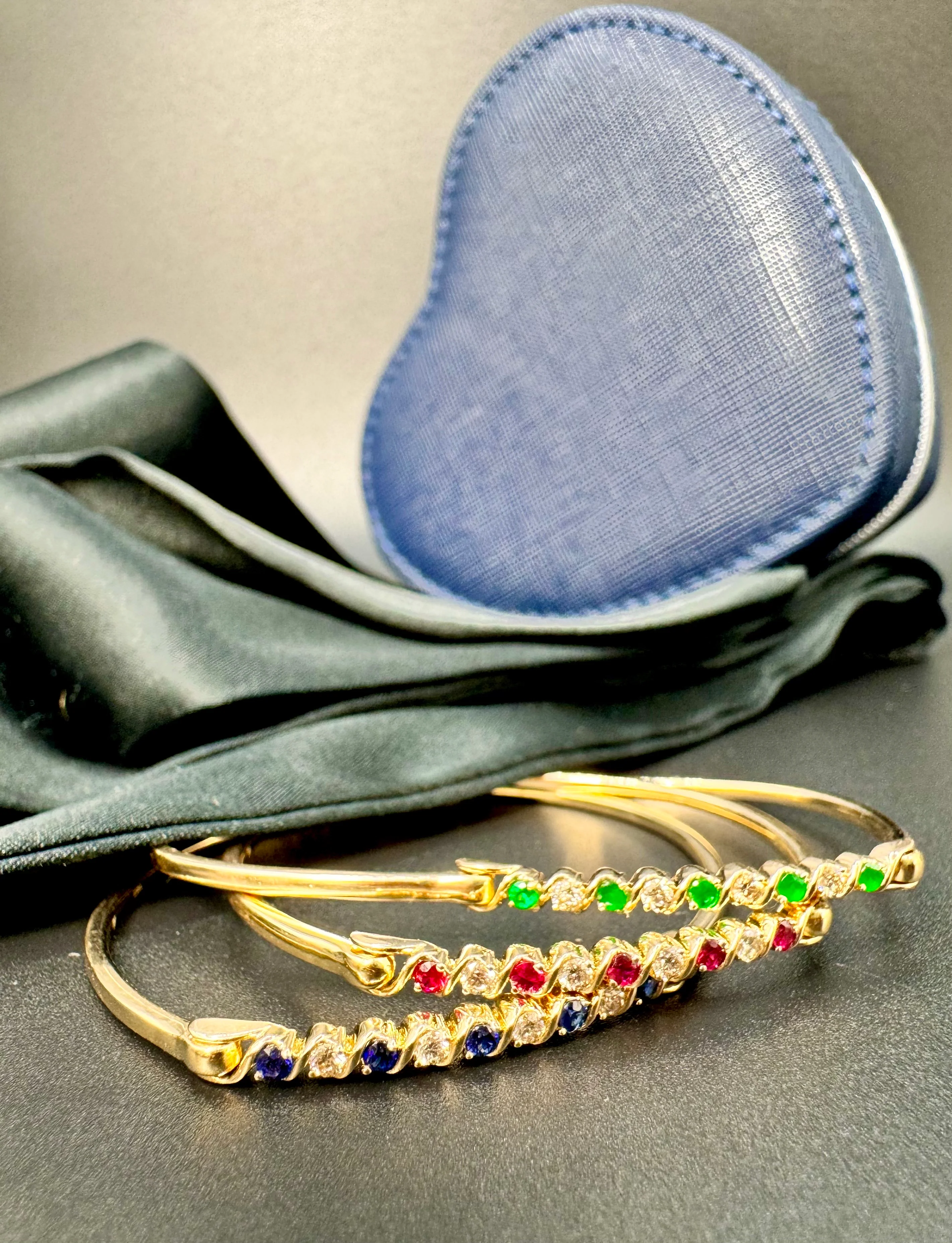 Color Stone and Diamond Flexible Bangle - Image 4