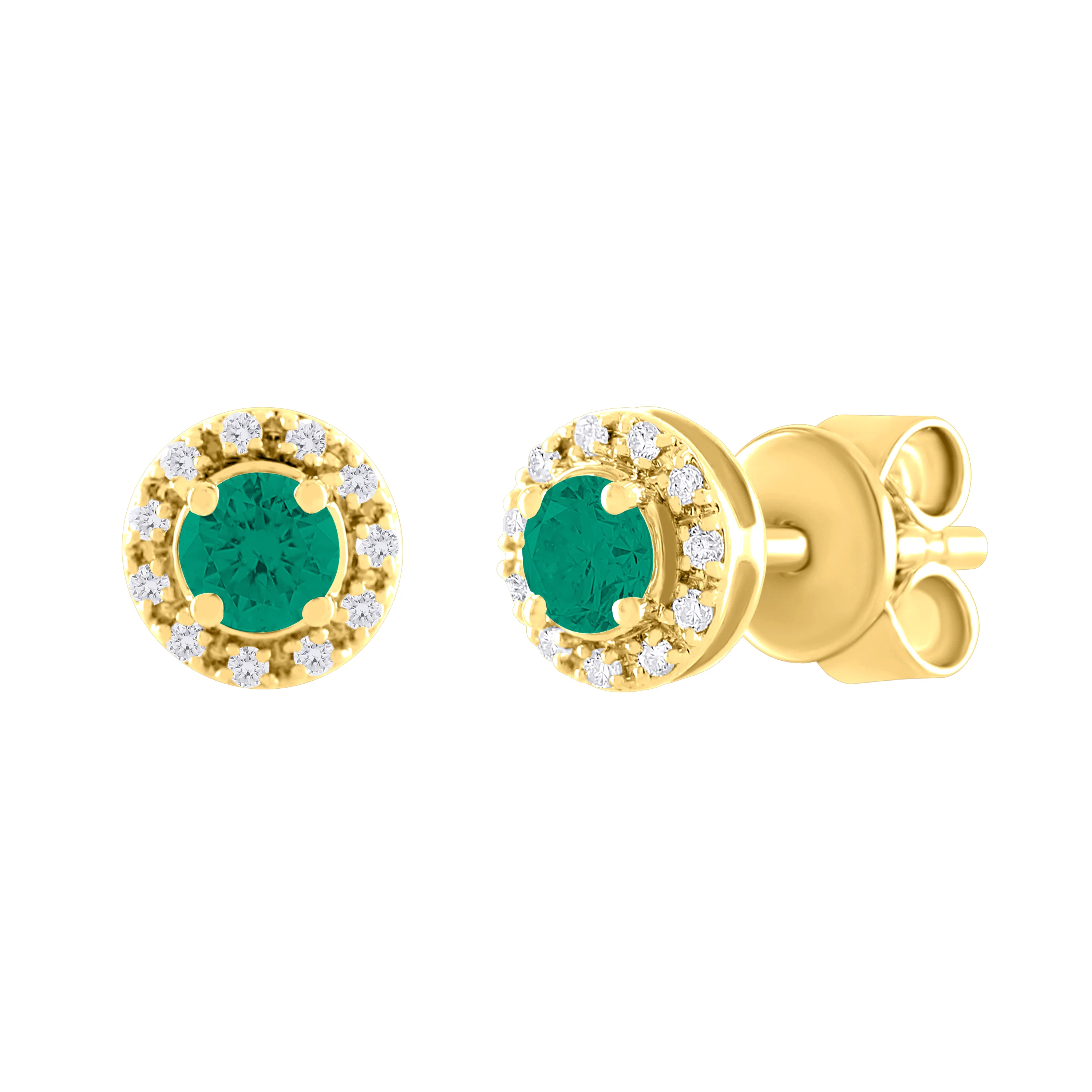 Color Stone And Diamond Halo Stud Earrings - Image 6