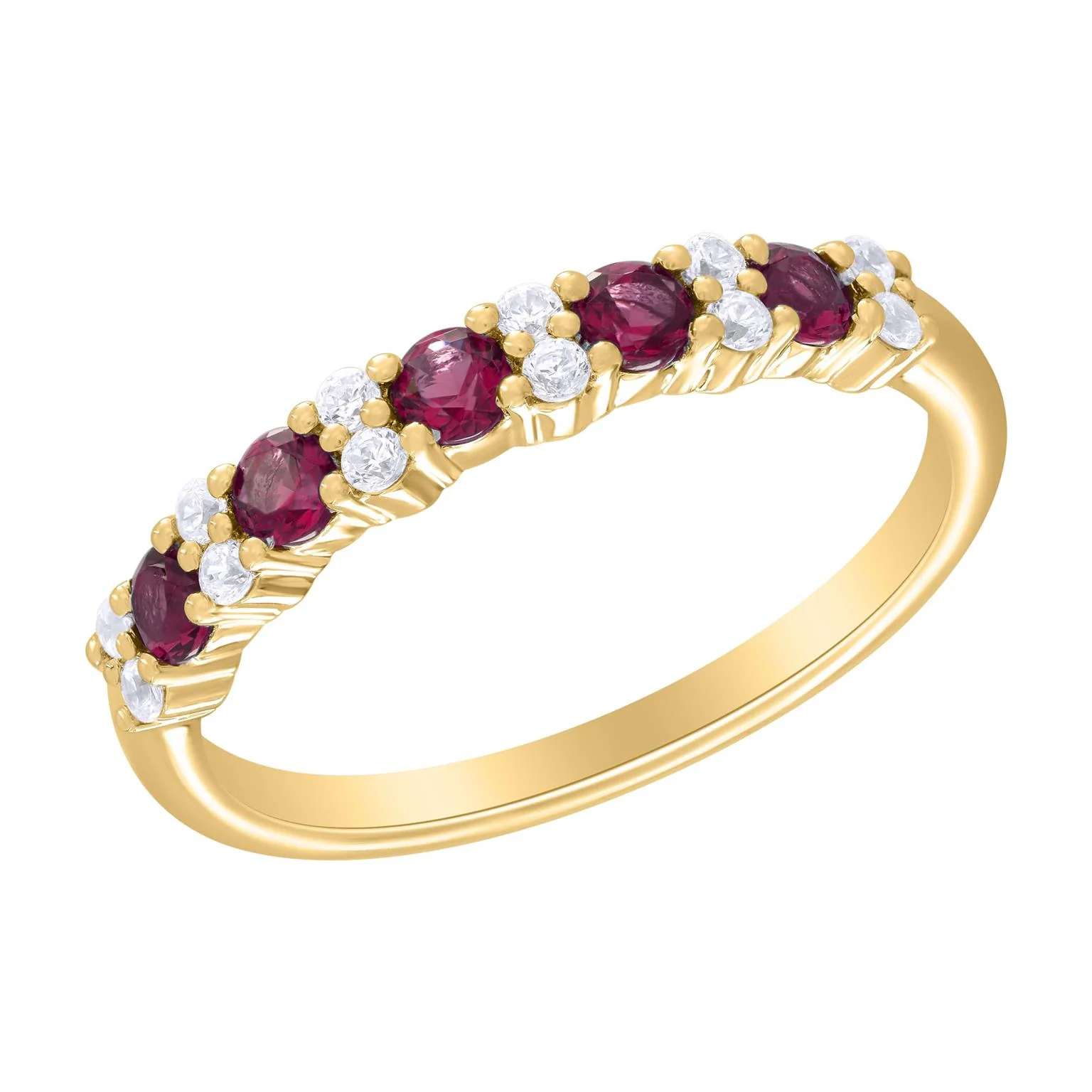 Color Stone And Diamond Station Band Ring - Image 10