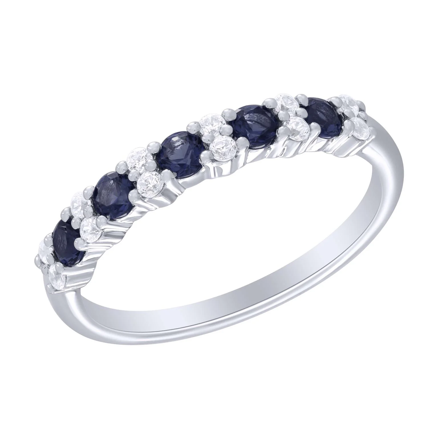 Color Stone And Diamond Station Band Ring - Image 11
