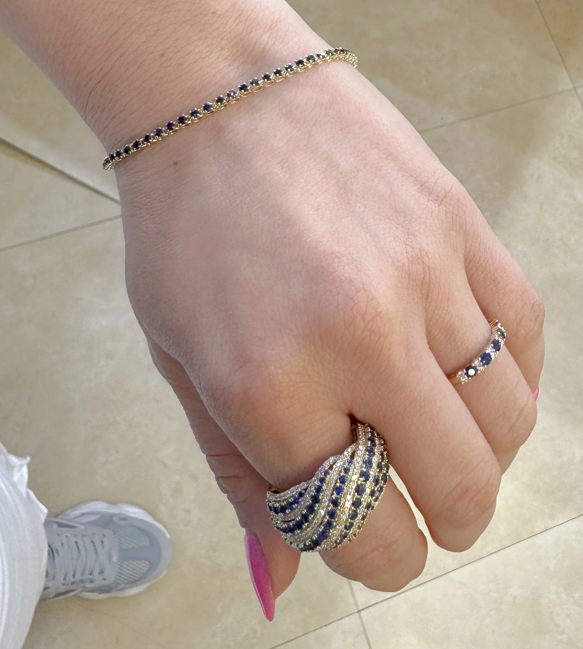 Color Stone And Diamond Station Band Ring - Image 13